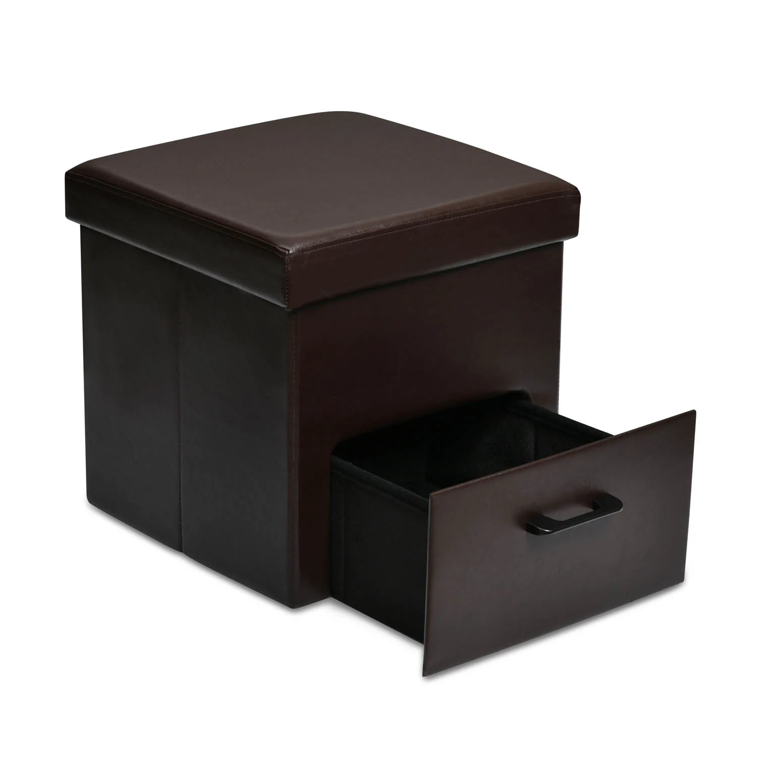 Nilkamal Flexi Small Foldable Ottoman with 1 Drawer (Brown) - Image 2