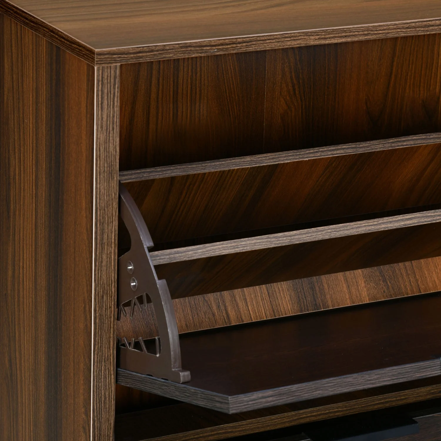 Nilkamal Florine Engineered Wood 2 Tier Shoe Cabinet (Walnut & Wenge) - Image 7
