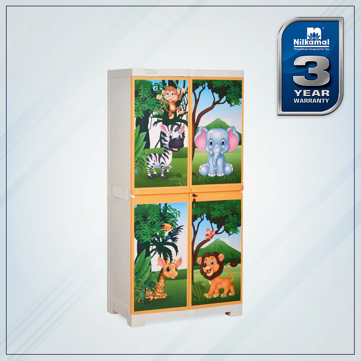 Nilkamal FMM Jungle Theme Mini Cabinet (Beach & Pastel Orange) - Image 2