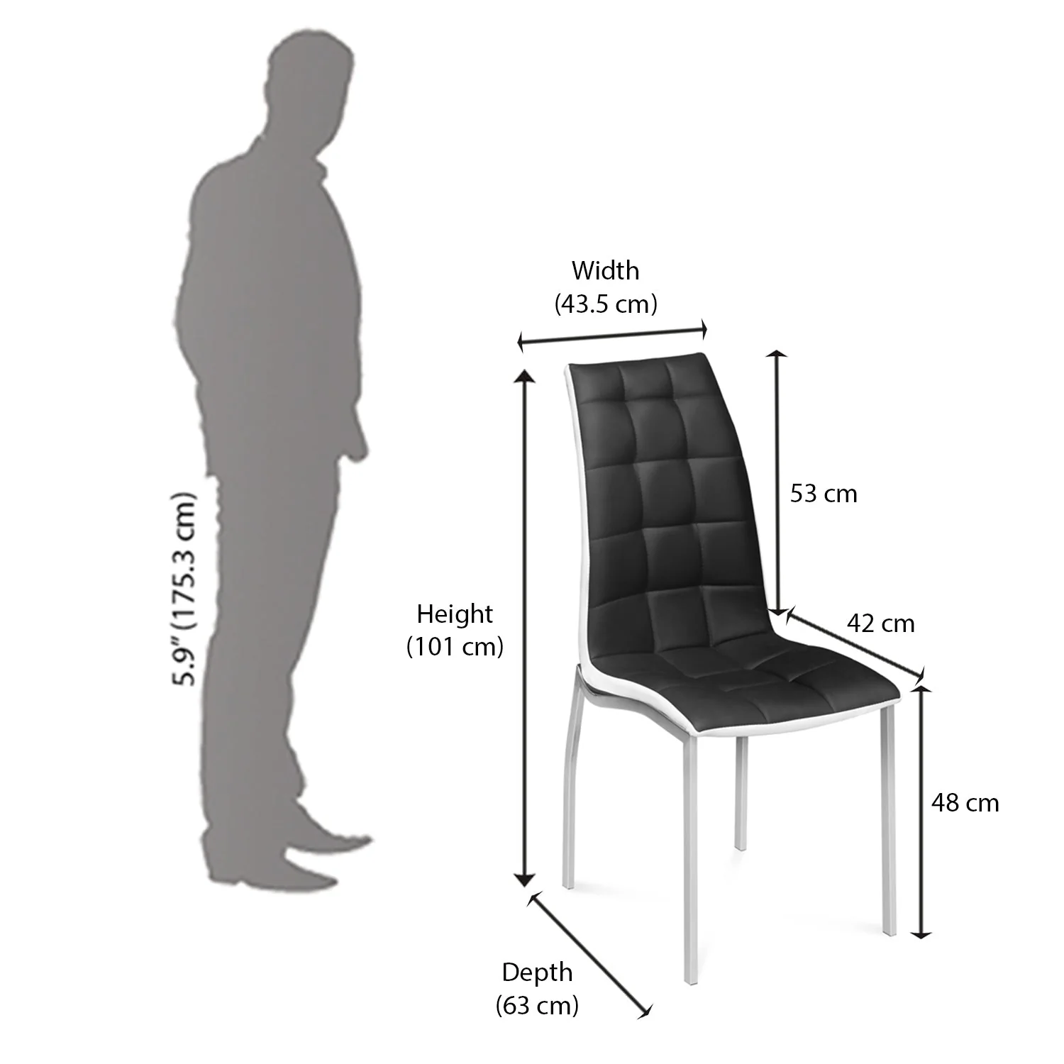 Nilkamal Fortica Dining Chair (Black and White) - Image 9
