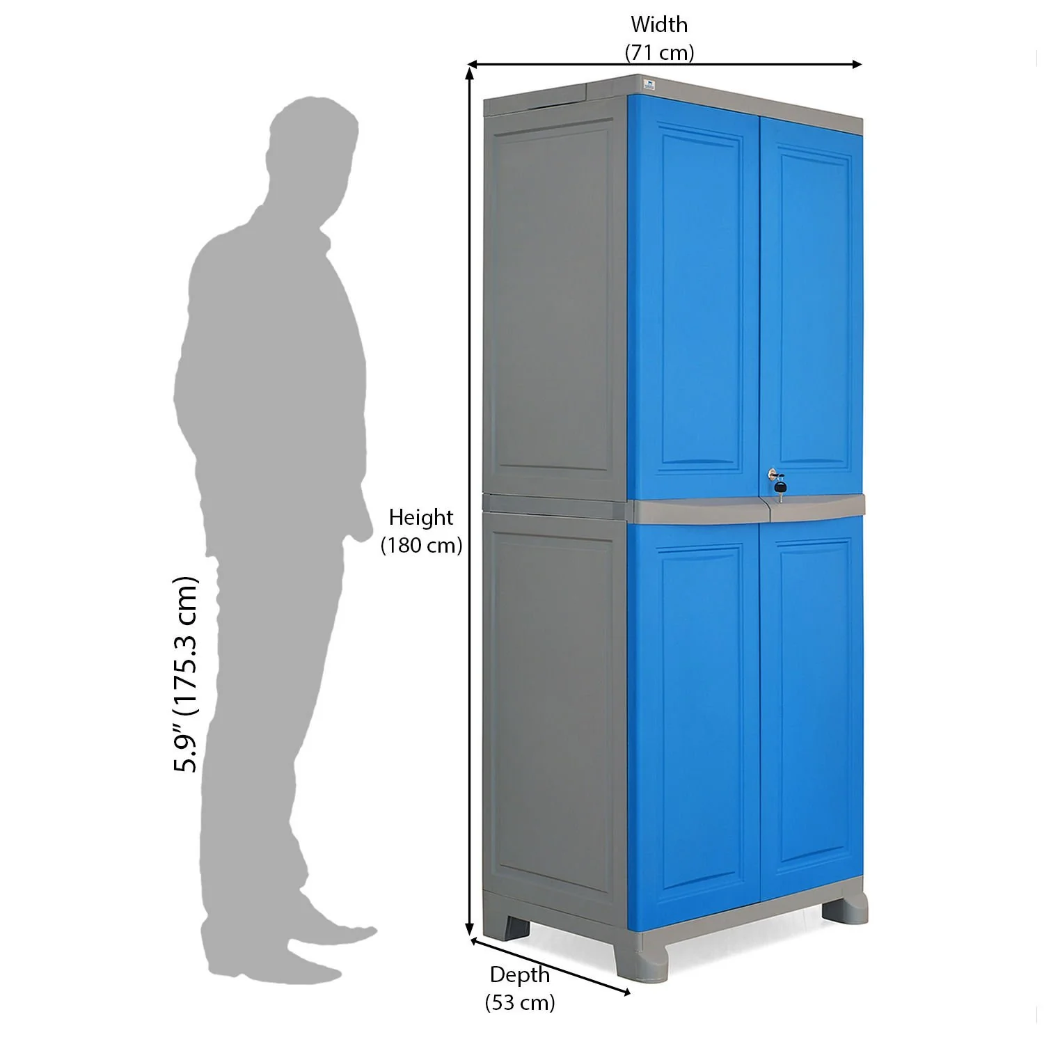 Nilkamal Freedom Big 1 (FB1) Plastic Storage Cabinet (Deep Blue and Grey) - Image 5