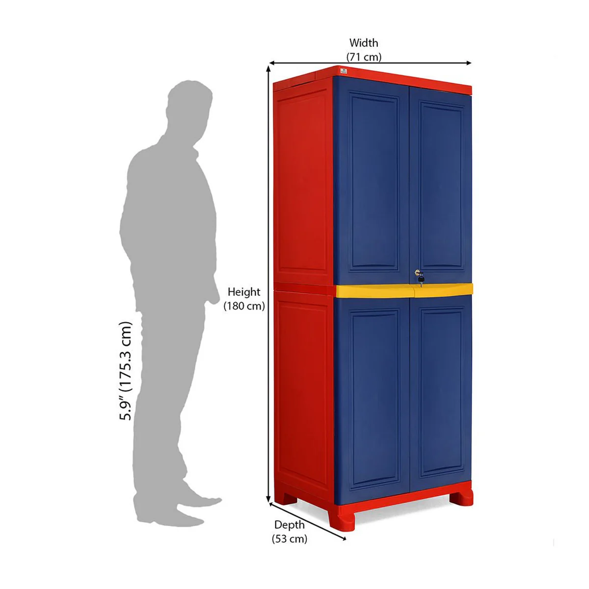 Nilkamal Freedom Big 1 (FB1) Plastic Storage Cabinet (Pepsi Blue, Bright Red and Yellow) - Image 7