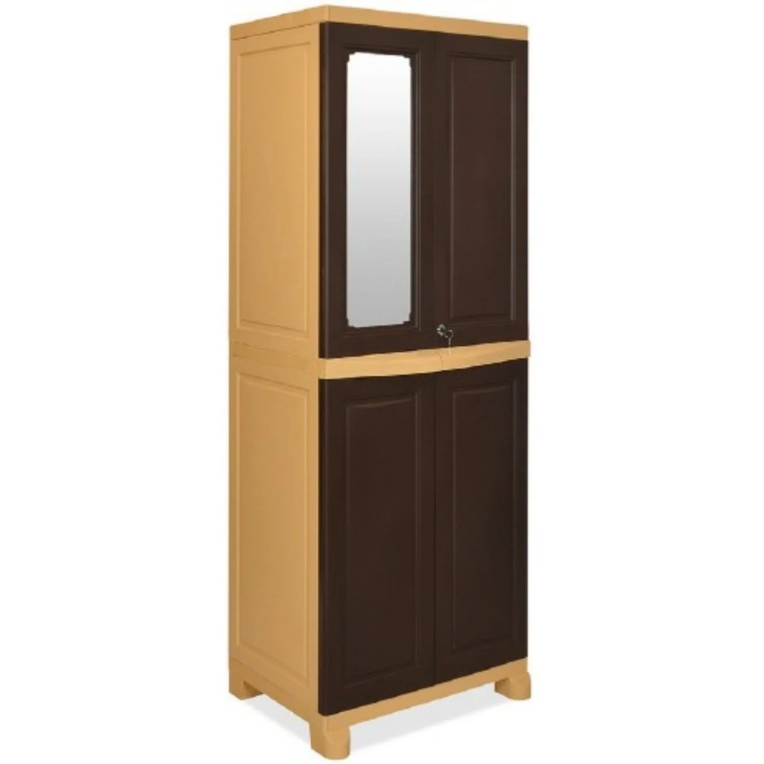 Nilkamal Freedom Big 1 (FB1M) Plastic Storage Cabinet with Mirror (Weather Brown & Biscuit) - Image 3