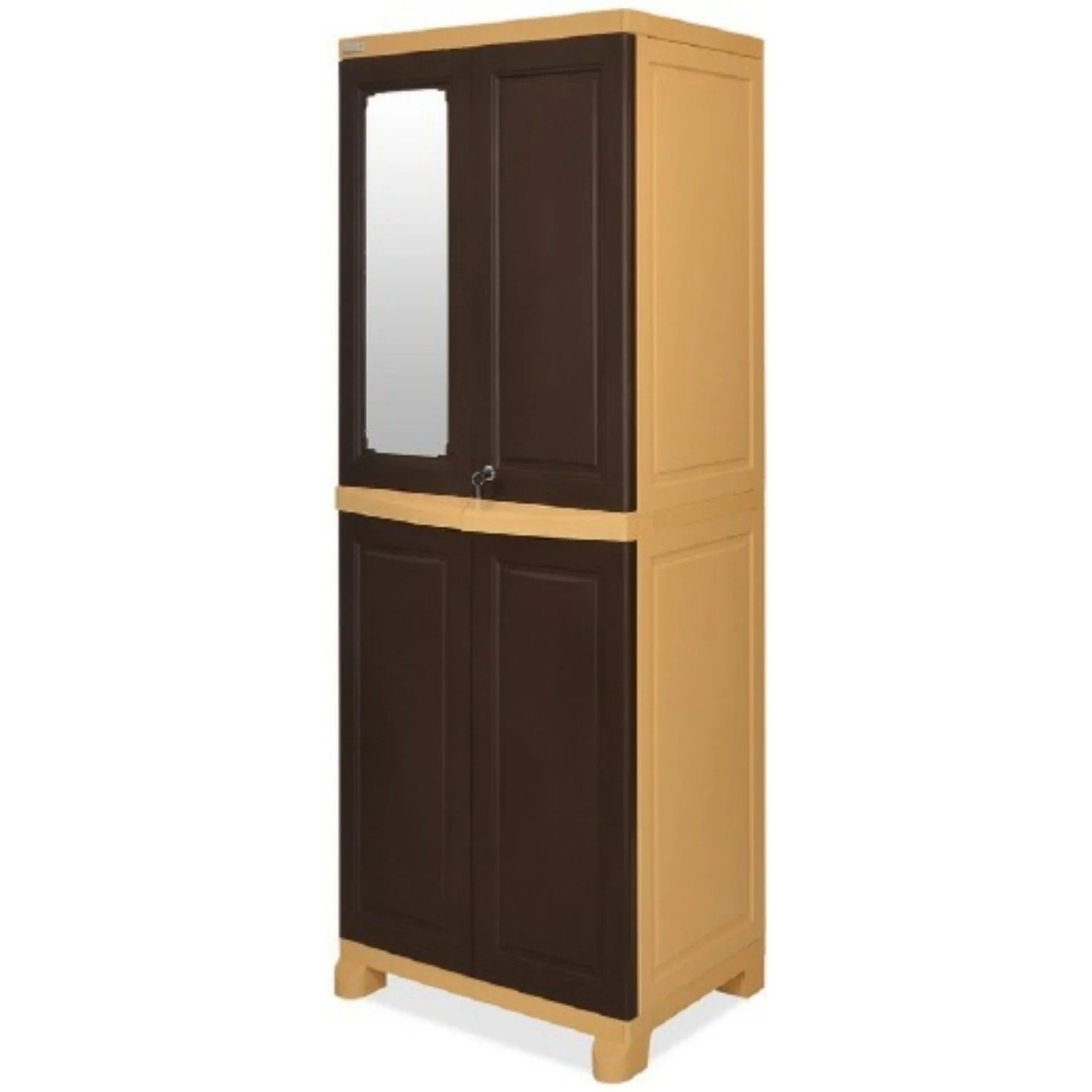 Nilkamal Freedom Big 1 (FB1M) Plastic Storage Cabinet with Mirror (Weather Brown & Biscuit) - Image 8