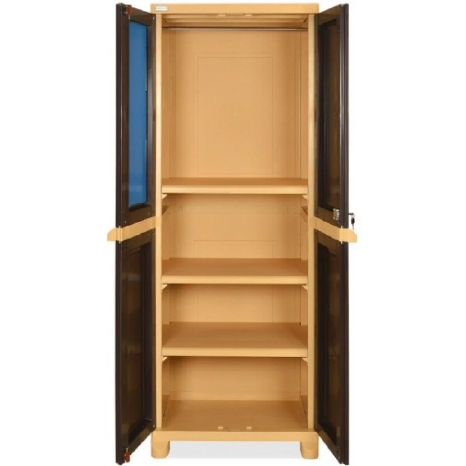 Nilkamal Freedom Big 1 (FB1M) Plastic Storage Cabinet with Mirror (Weather Brown & Biscuit) - Image 9