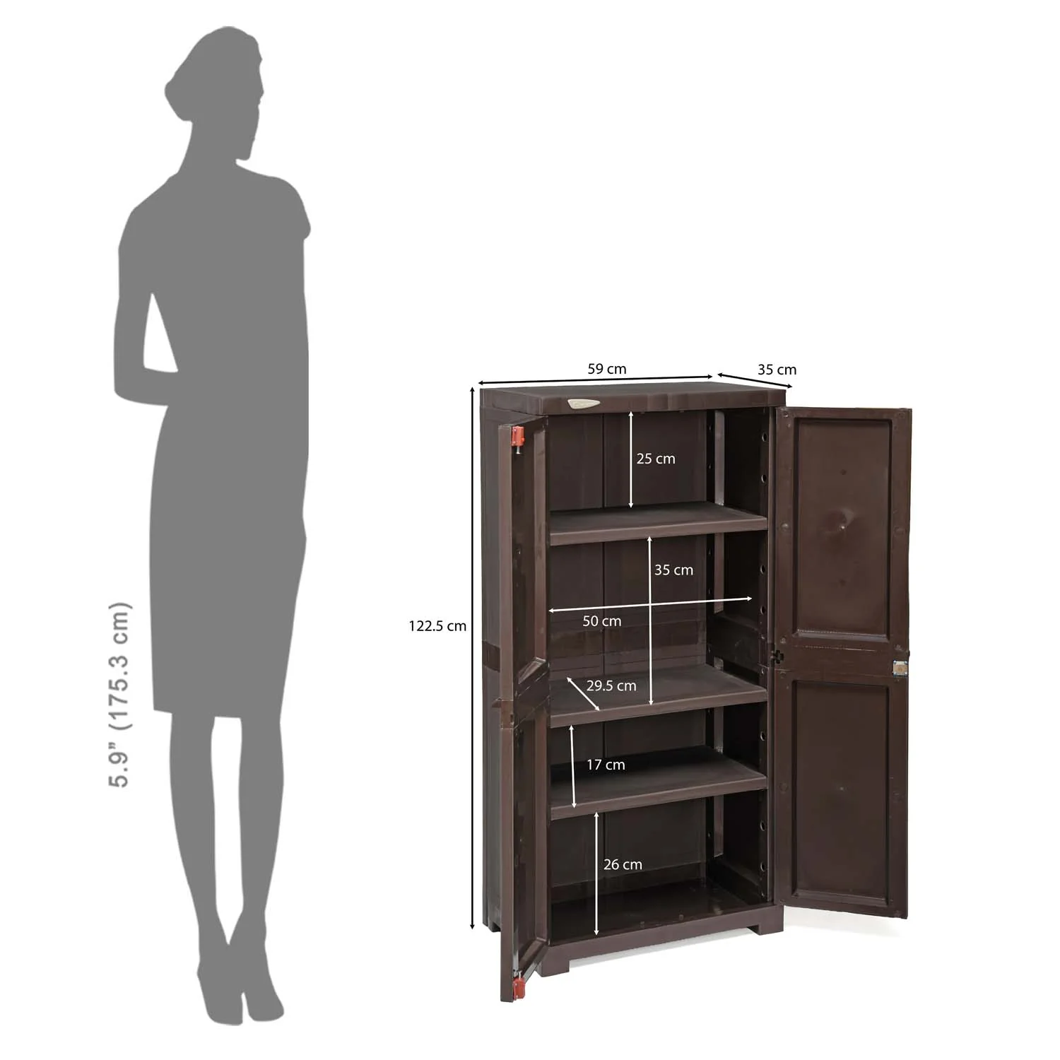 Nilkamal Freedom FMM Plastic Storage Cabinet (Weather Brown) - Image 12