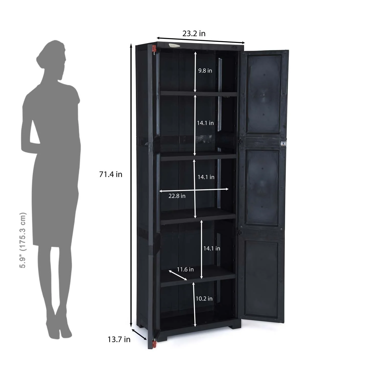 Nilkamal Freedom Large (FML) Plastic Storage Cabinet (Charcoal Grey) - Image 17