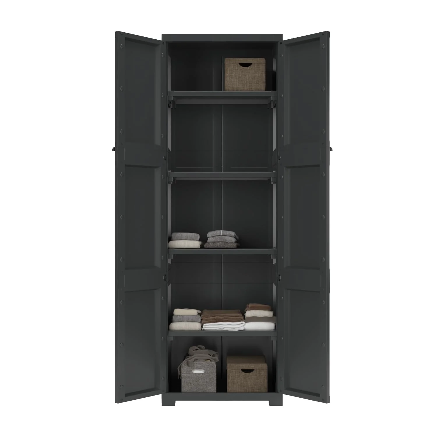 Nilkamal Freedom Large (FML) Plastic Storage Cabinet (Charcoal Grey) - Image 3