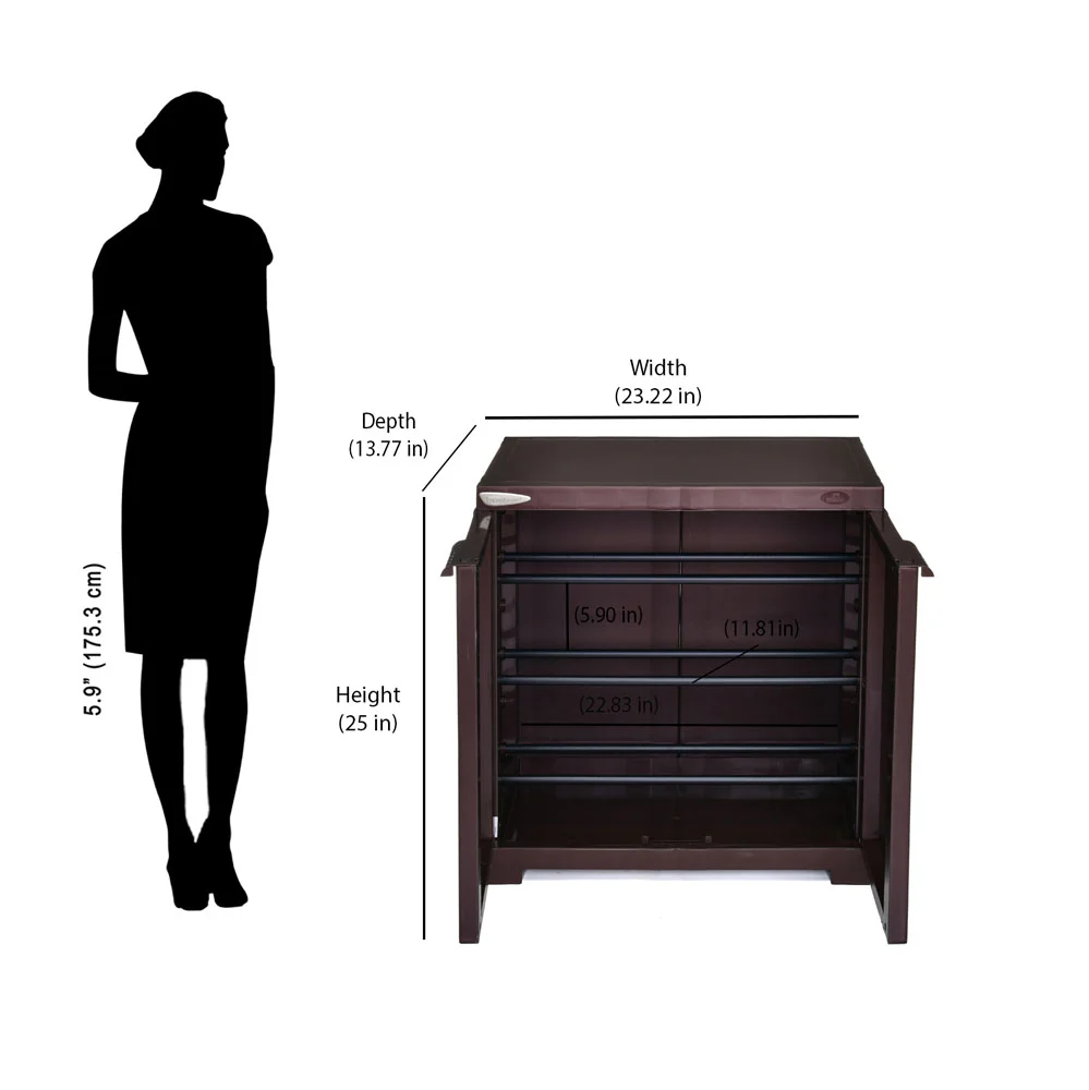 Nilkamal Freedom Mini 09 (FMSC09) Plastic Shoe Cabinet (Weather Brown) - Image 8