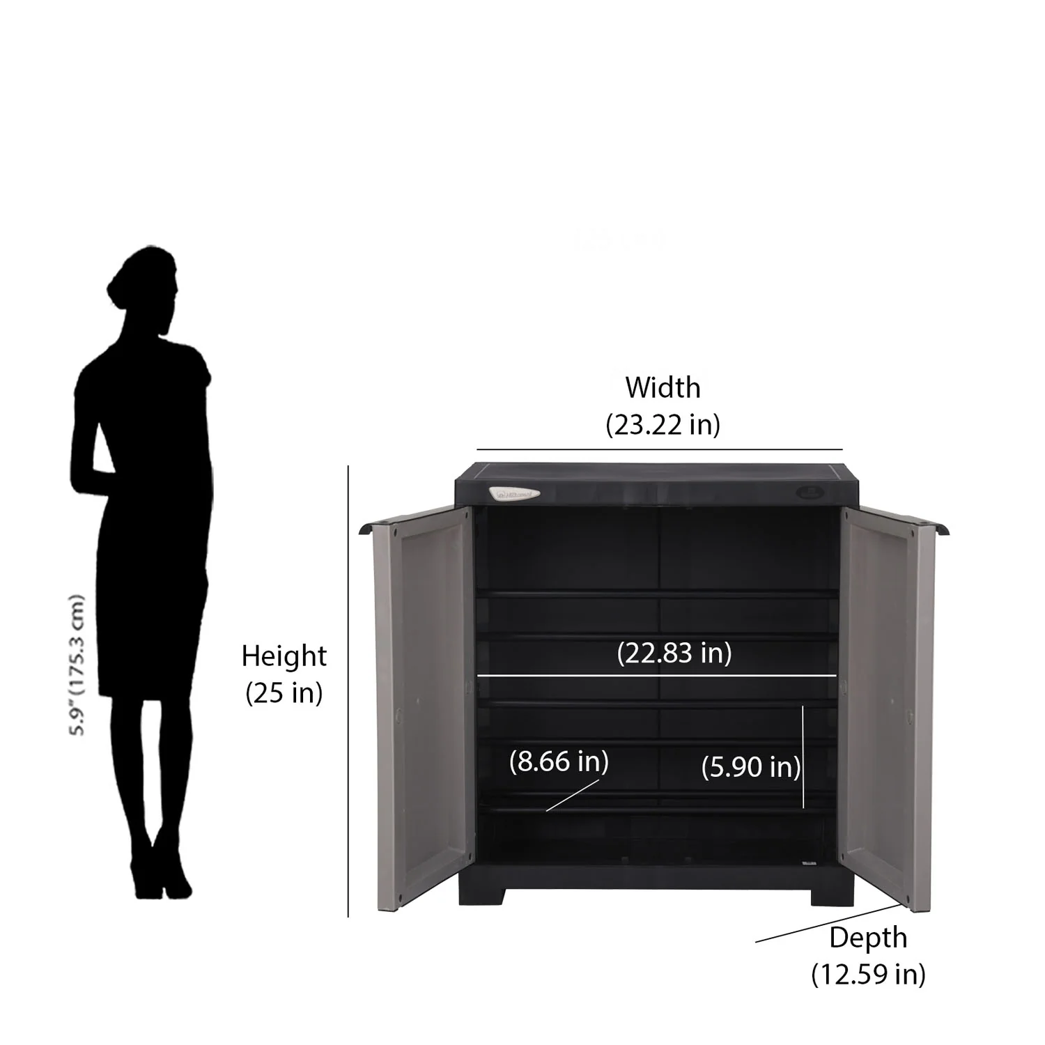 Nilkamal Freedom Mini 09 (FMSC09) Shoe Rack Plastic Cabinet (Grey/Charcoal Grey) - Image 10