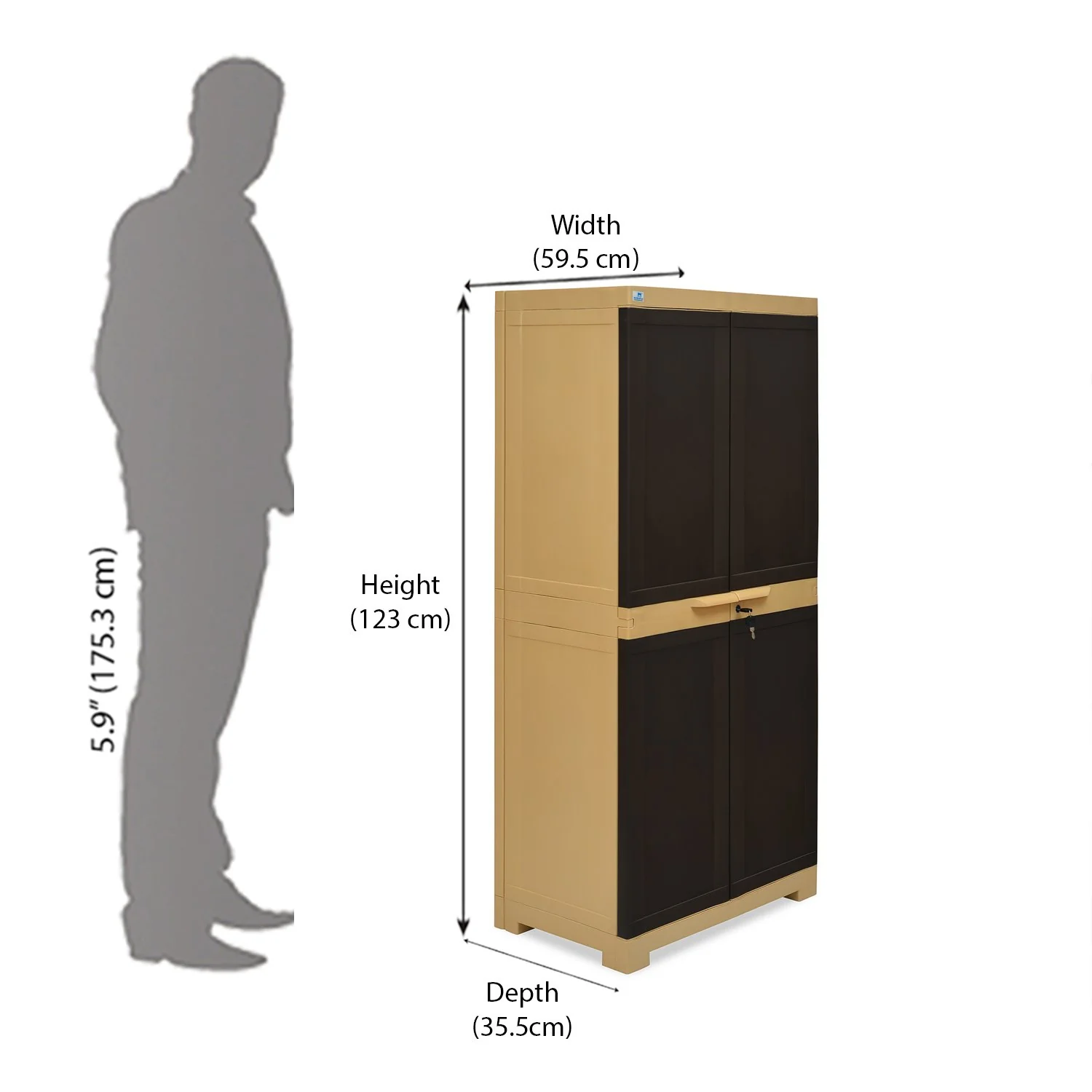 Nilkamal Freedom Mini Medium (FMM) Plastic Storage Cabinet/Bookshelf (Weathered Brown / Biscuit) - Image 7