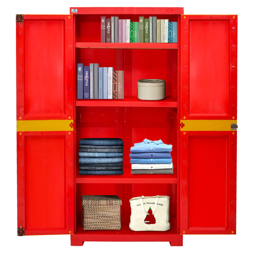 Nilkamal Freedom Mini Medium (FMM) Plastic Storage Cabinet (Bright Red / Yellow) - Image 4
