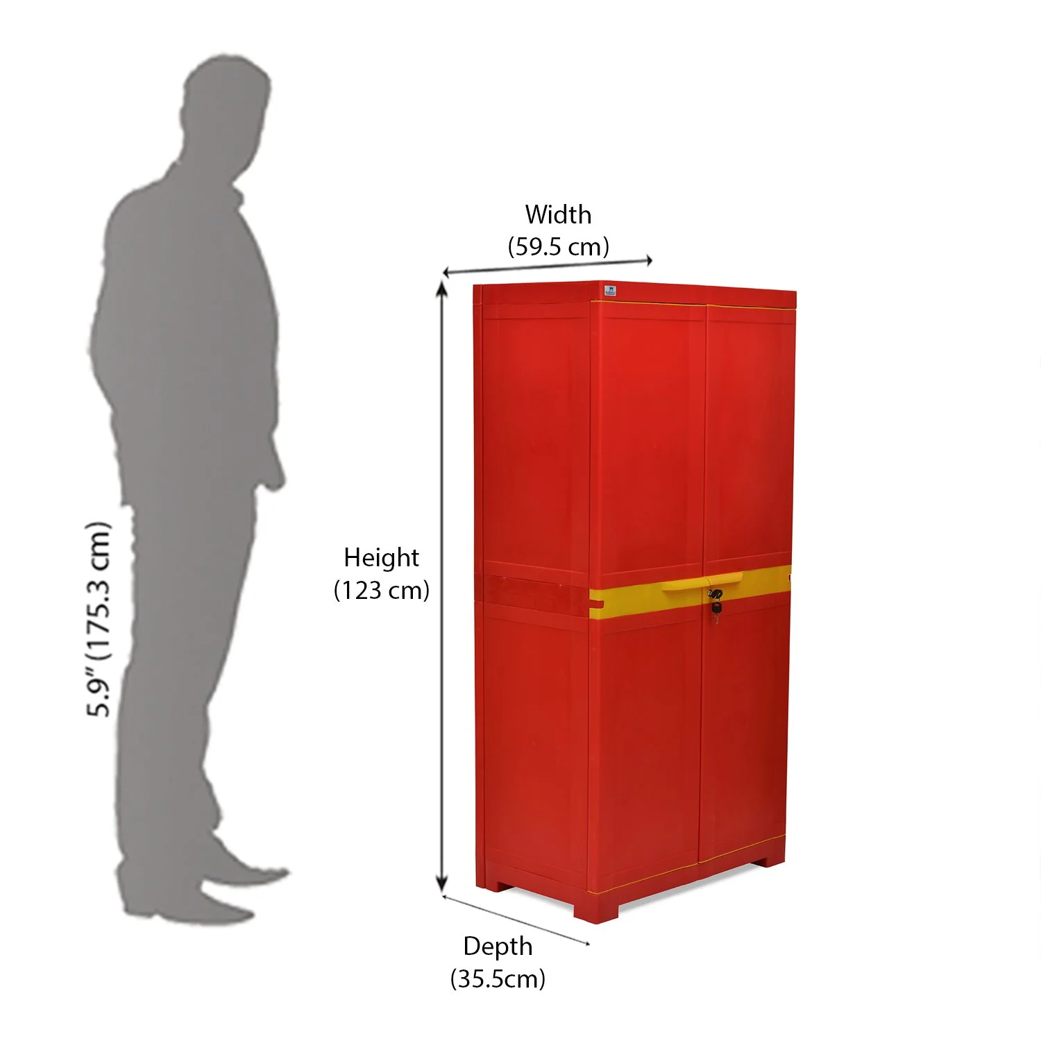 Nilkamal Freedom Mini Medium (FMM) Plastic Storage Cabinet (Bright Red / Yellow) - Image 5