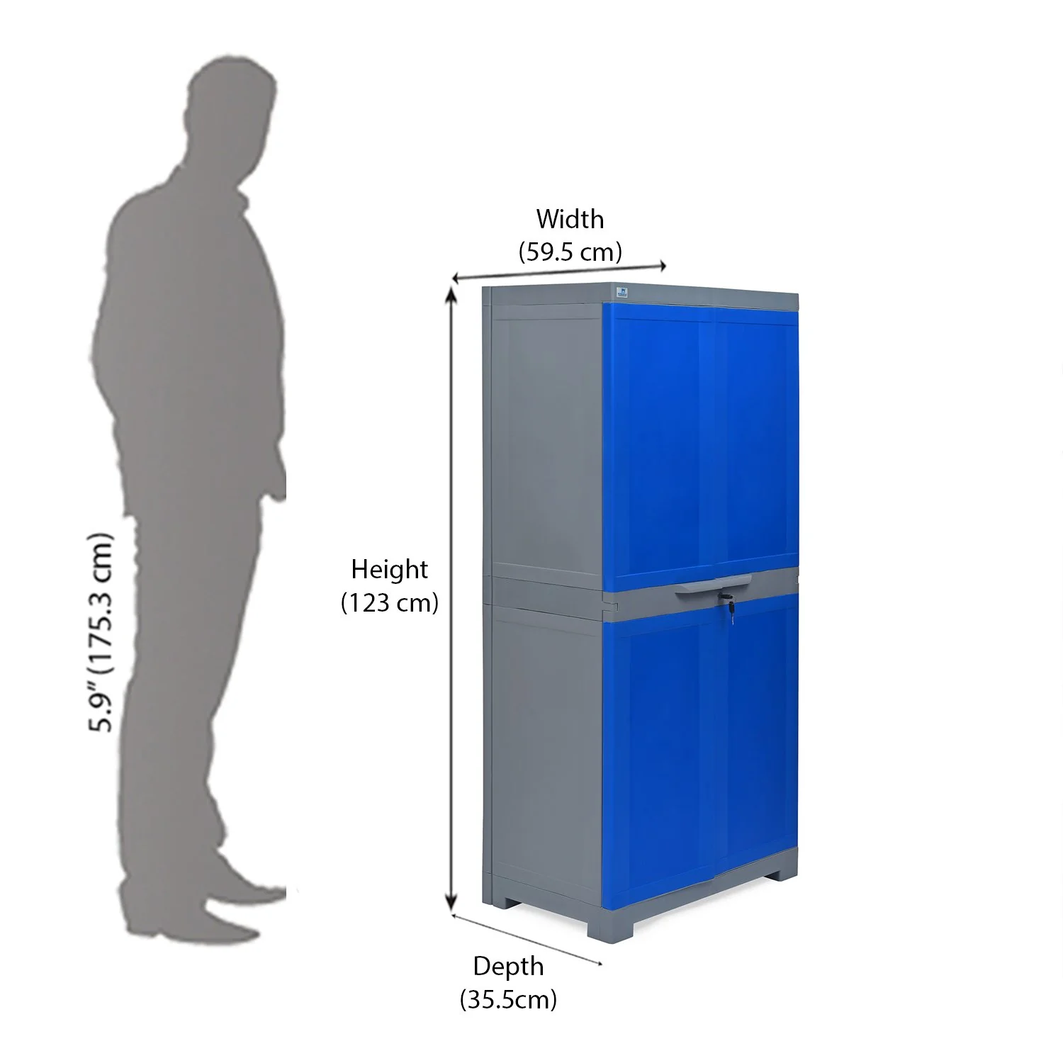 Nilkamal Freedom Mini Medium (FMM) Plastic Storage Cabinet (Deep Blue / Grey) - Image 5
