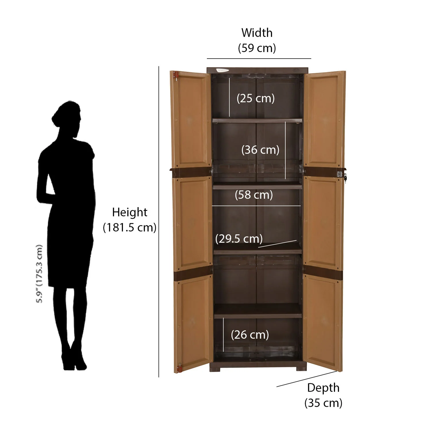 Nilkamal Freedom Mini Large (FML) Plastic Cabinet for Storage (Sandy & Dark Brown) - Image 9