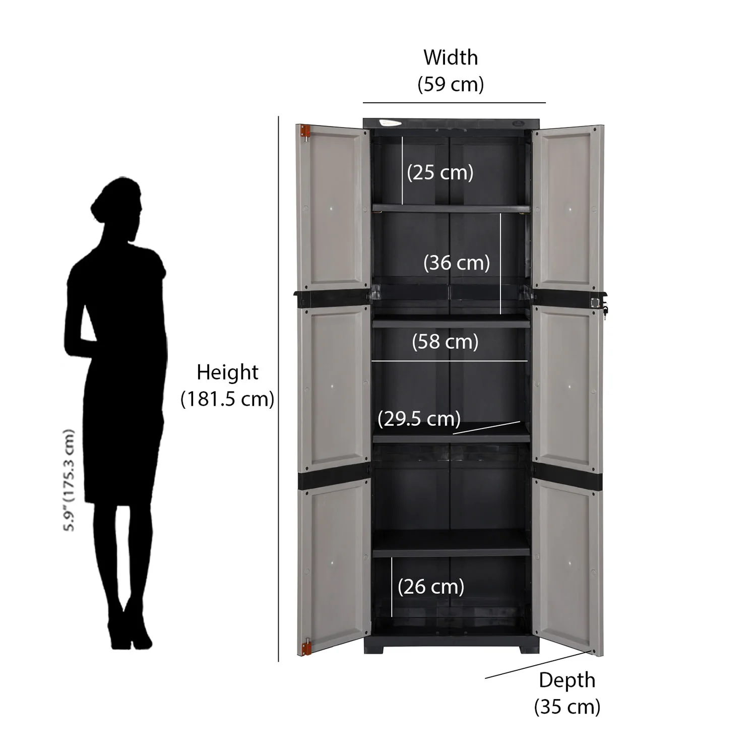 Nilkamal Freedom Mini Large (FML) Plastic Cabinet for Storage(Grey/Charcoal Grey) - Image 7