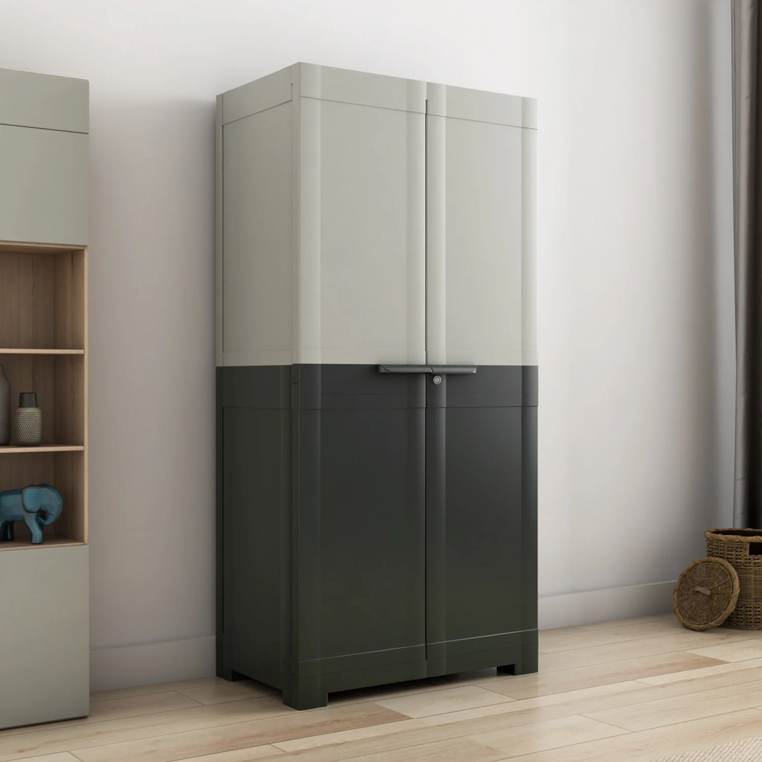 Nilkamal Freedom Mini Medium (FMM Duet) Plastic Storage Cabinet (Haze Grey/Charcoal Grey)