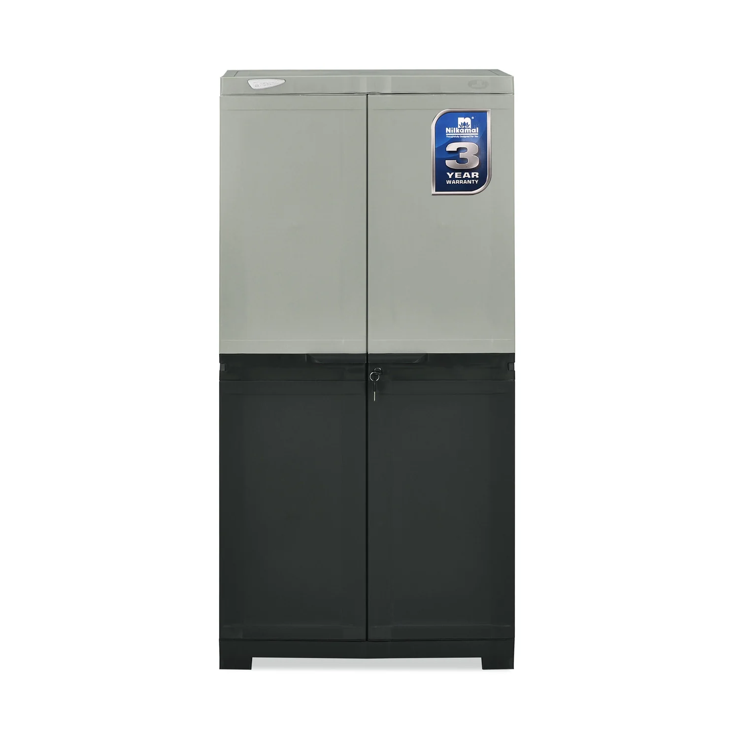 Nilkamal Freedom Mini Medium (FMM Duet) Plastic Storage Cabinet (Haze Grey/Charcoal Grey) - Image 2