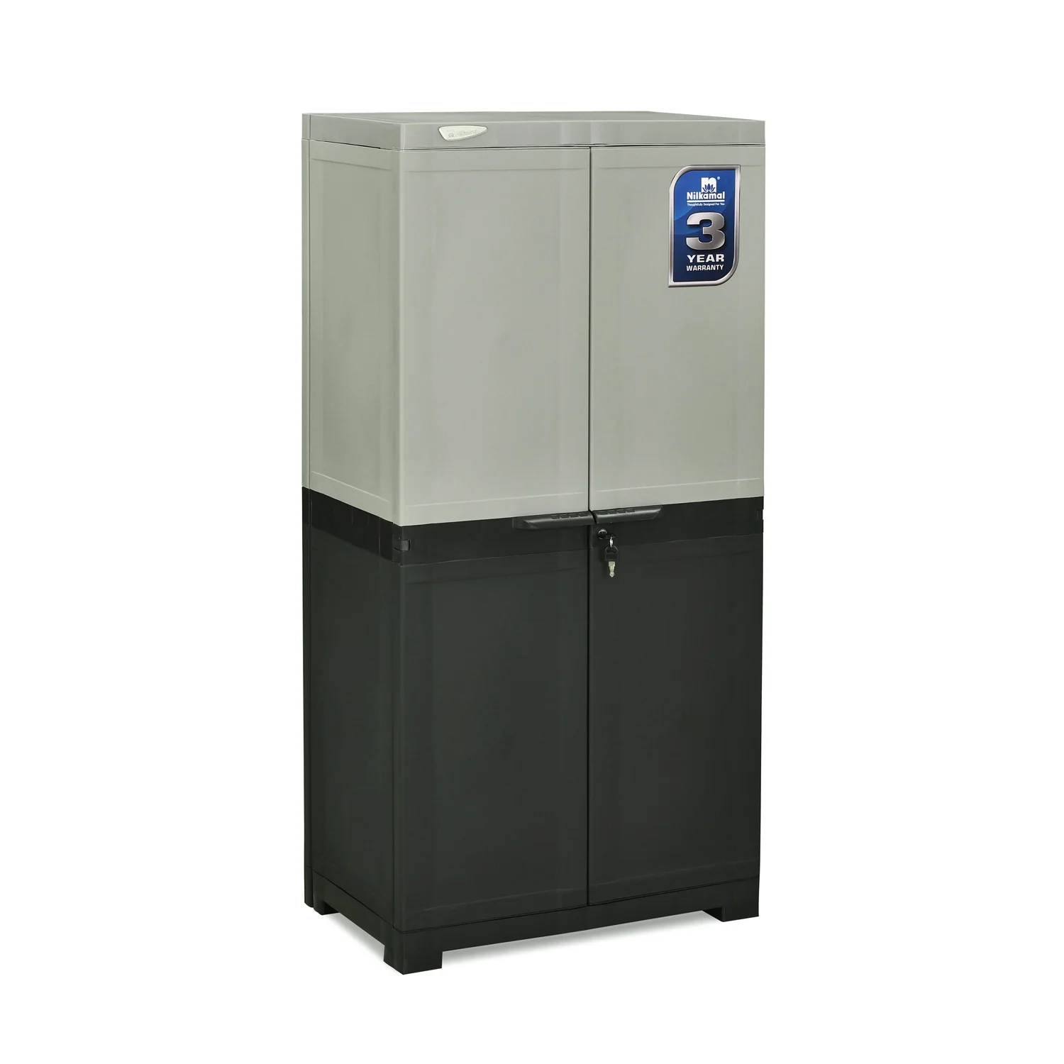 Nilkamal Freedom Mini Medium (FMM Duet) Plastic Storage Cabinet (Haze Grey/Charcoal Grey) - Image 3
