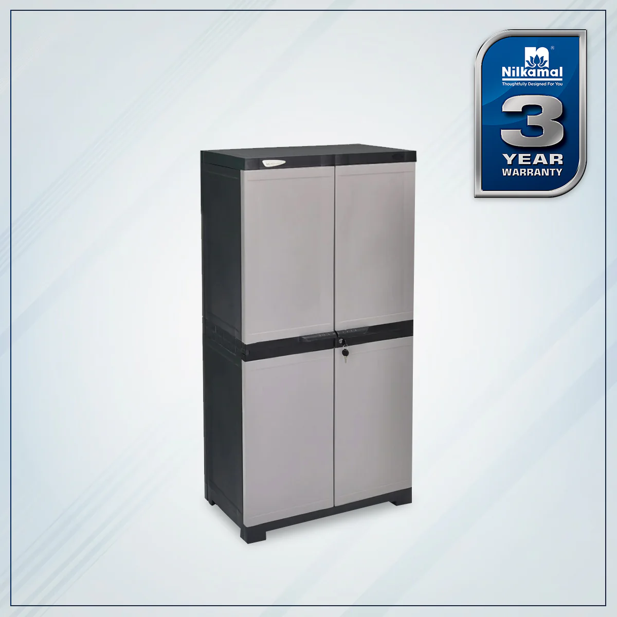 Nilkamal Freedom Mini Medium (FMM) Plastic Storage Cabinet/Bookshelf (Haze Grey/Charcoal Grey) - Image 4