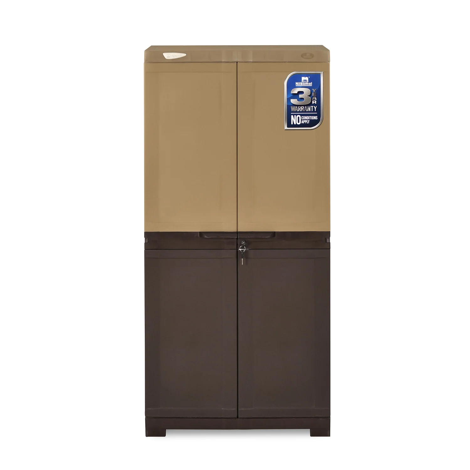 Nilkamal Freedom Mini Medium (FMM Duet) Plastic Storage Cabinet (Rattan Dark Beige & Weather Brown) - Image 2