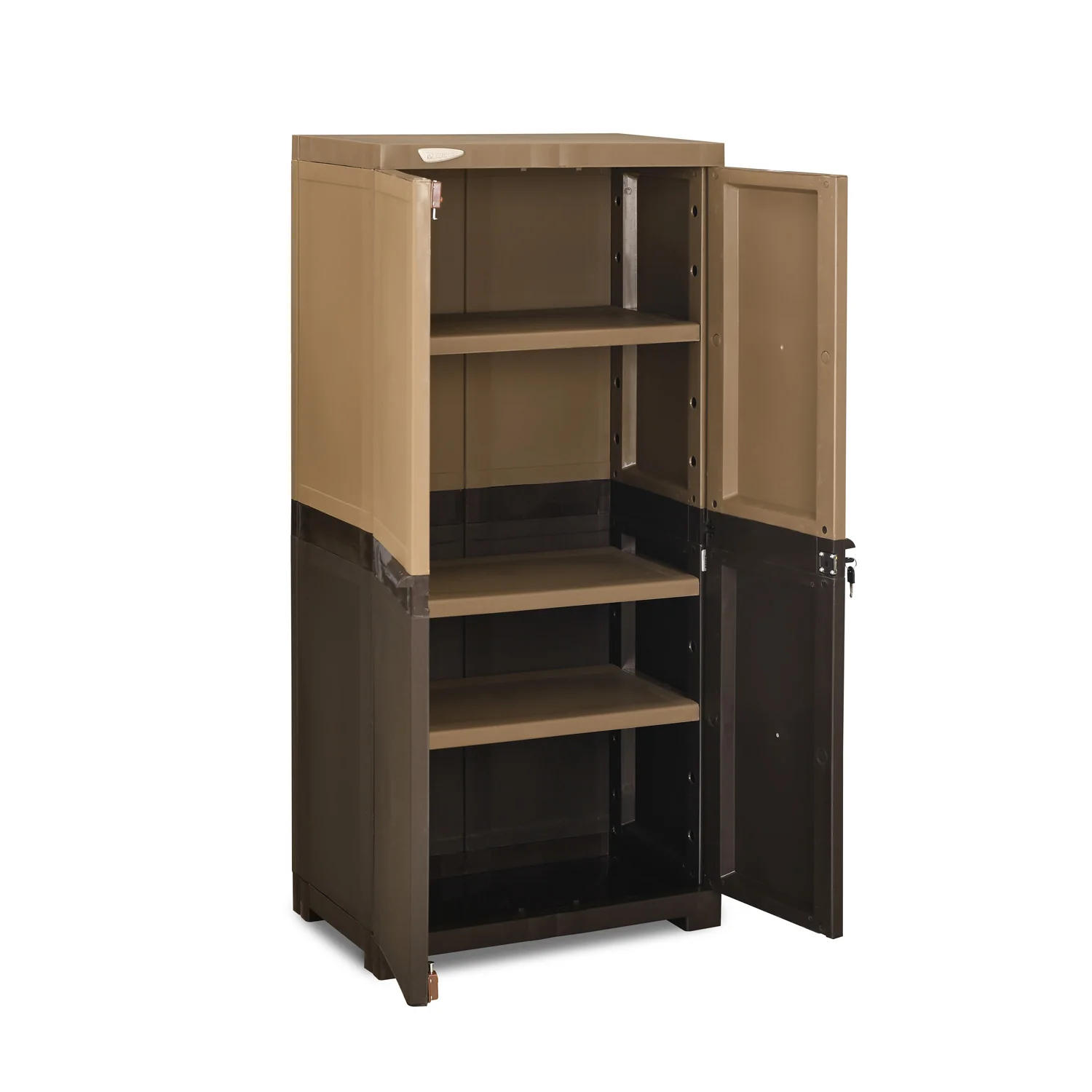 Nilkamal Freedom Mini Medium (FMM Duet) Plastic Storage Cabinet (Rattan Dark Beige & Weather Brown) - Image 4