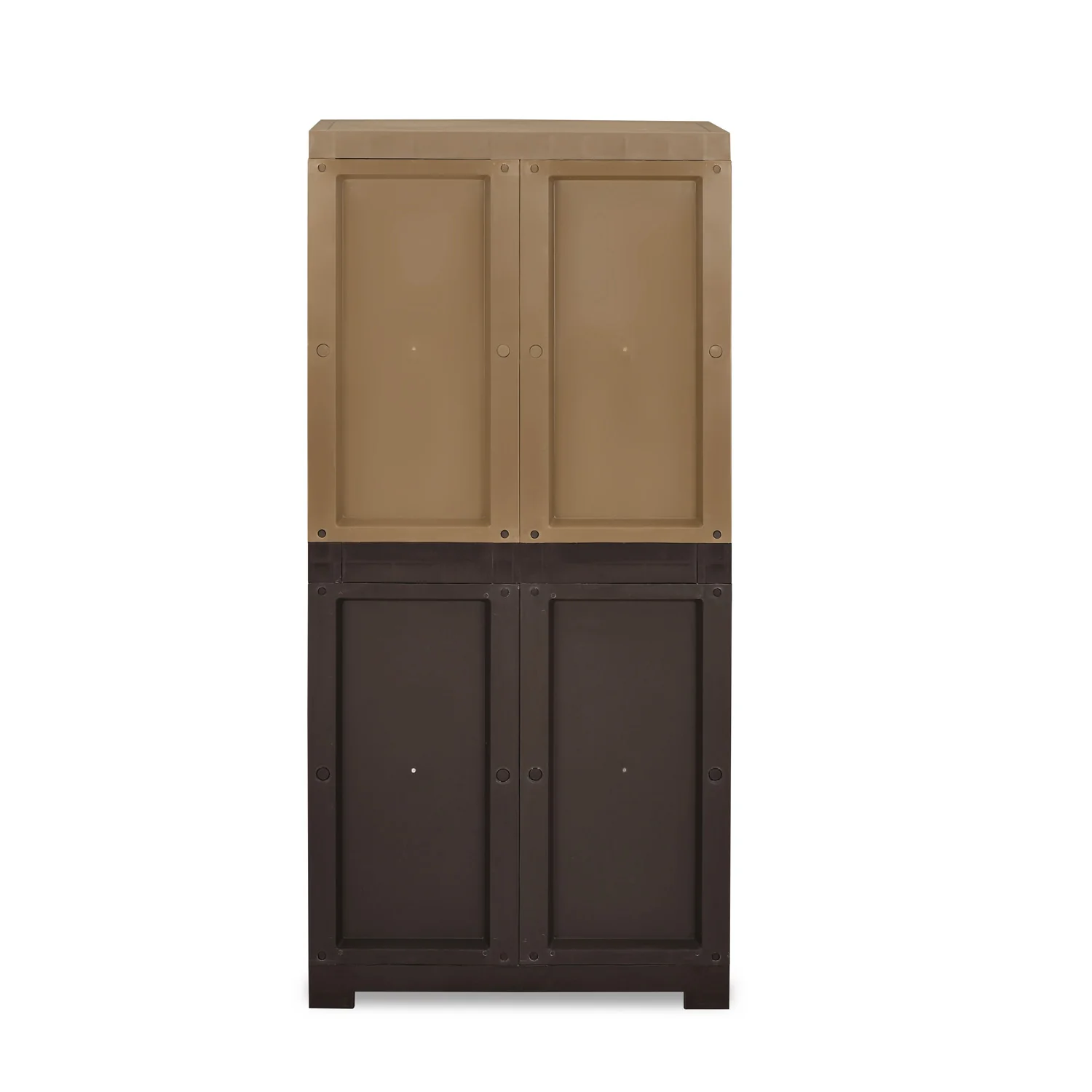 Nilkamal Freedom Mini Medium (FMM Duet) Plastic Storage Cabinet (Rattan Dark Beige & Weather Brown) - Image 6
