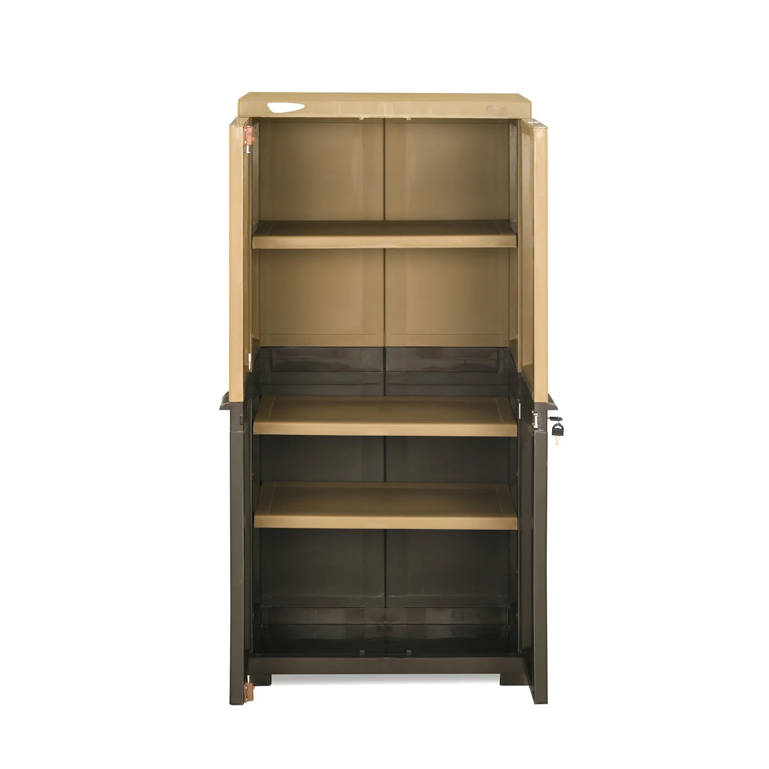 Nilkamal Freedom Mini Medium (FMM Duet) Plastic Storage Cabinet (Rattan Dark Beige & Weather Brown) - Image 7