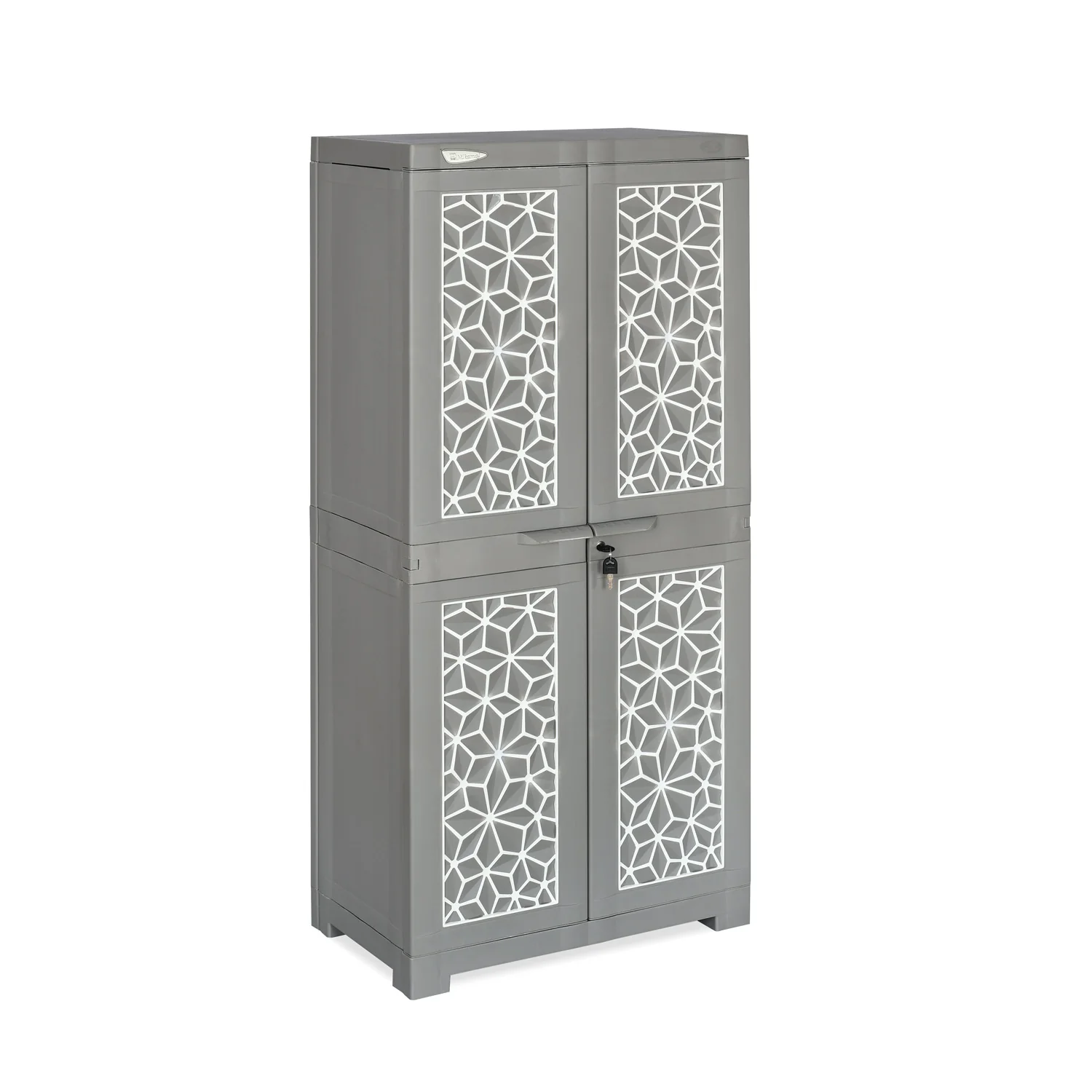 Nilkamal Freedom Mini Medium (FMM) Star Plastic Storage Cabinet (Haze Grey & Milky White) - Image 5
