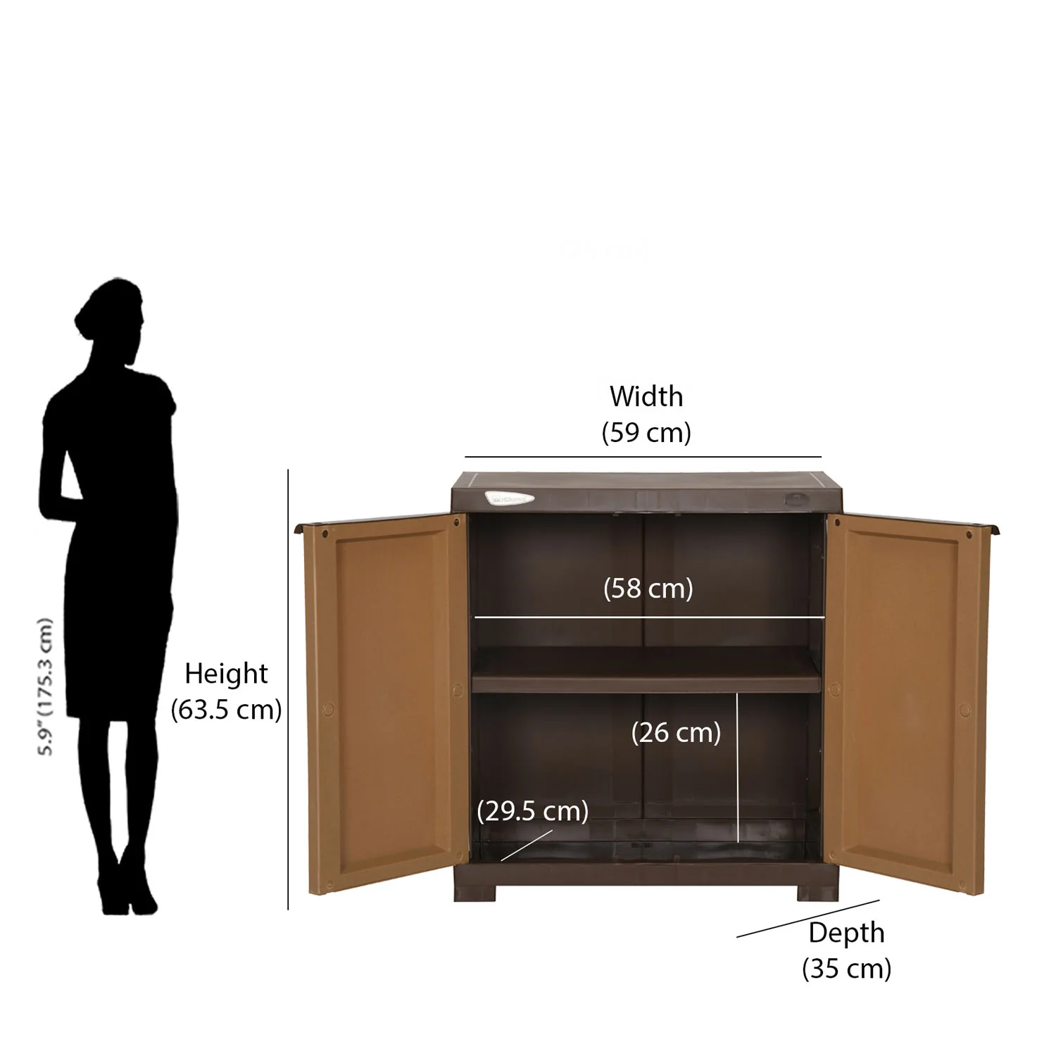 Nilkamal Freedom Mini Small (FMS) Compact Plastic Kids Storage Cabinet/Bookshelf (Sandy & Dark Brown) - Image 10