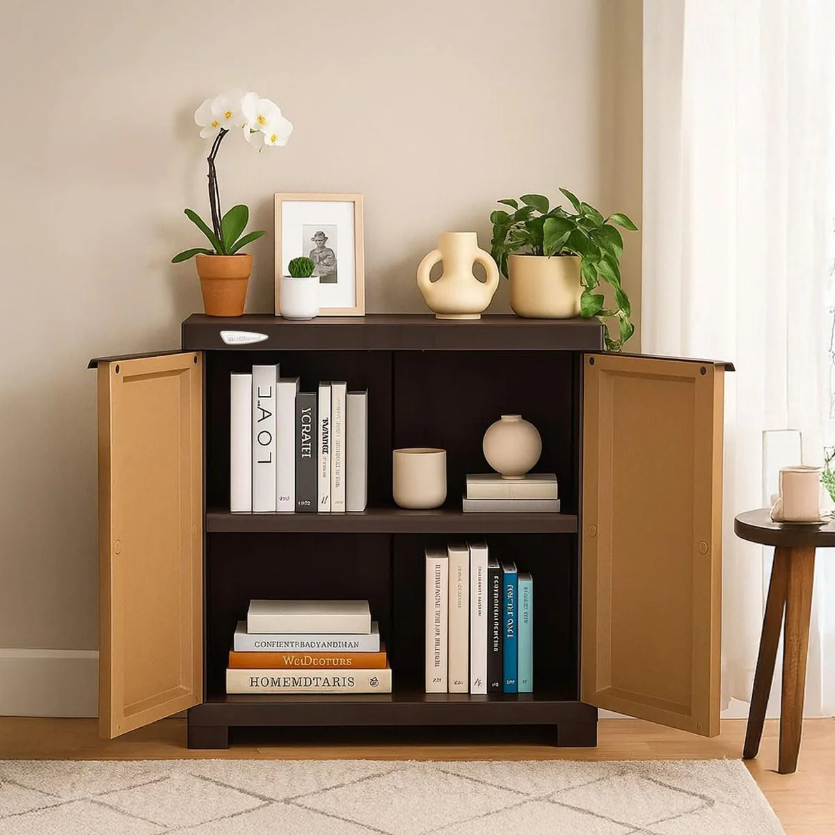 Nilkamal Freedom Mini Small (FMS) Compact Plastic Kids Storage Cabinet/Bookshelf (Sandy & Dark Brown) - Image 3