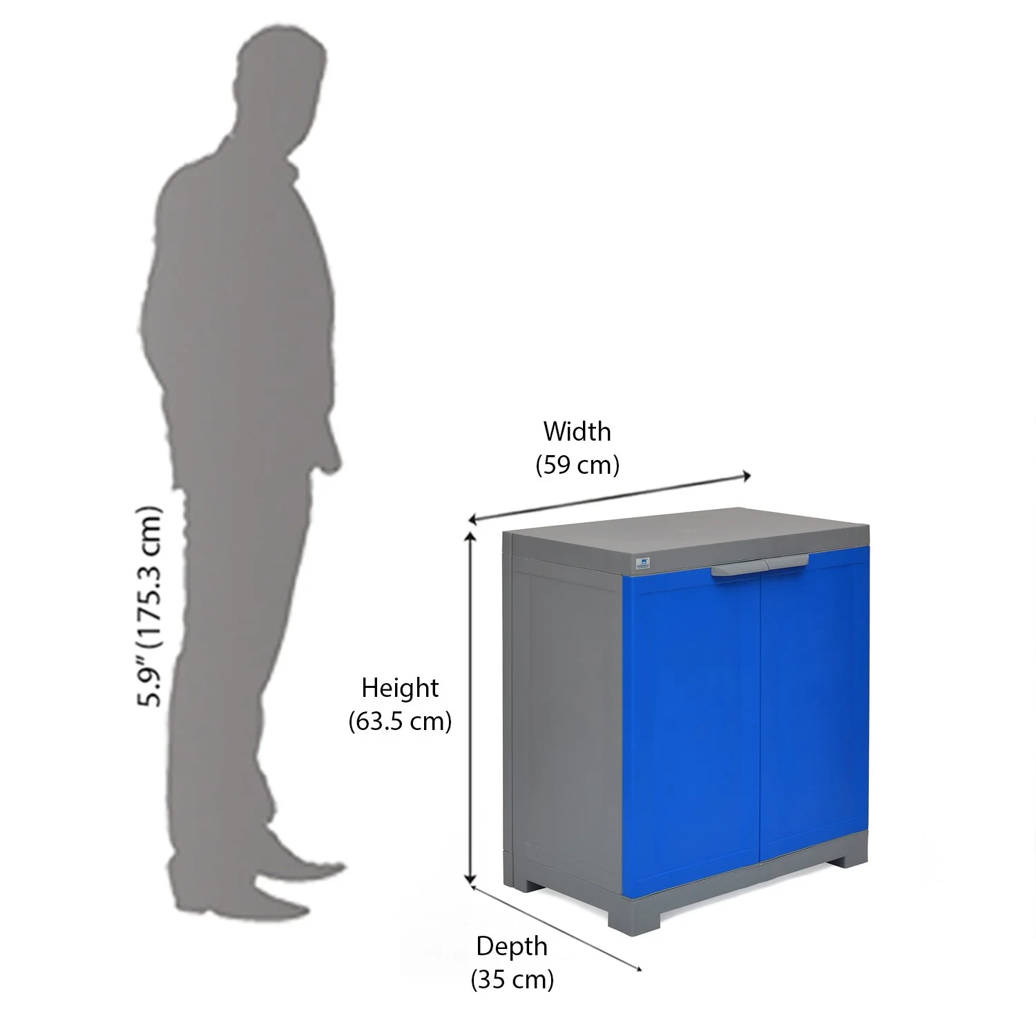 Nilkamal Freedom Mini Small (FMS) Plastic Storage Cabinet (Deep Blue / Grey) - Image 7