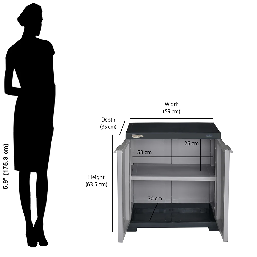 Nilkamal Freedom Mini Small (FMS) Plastic Storage Cabinet/Bookshelf (Haze Grey/Charcoal Grey) - Image 10