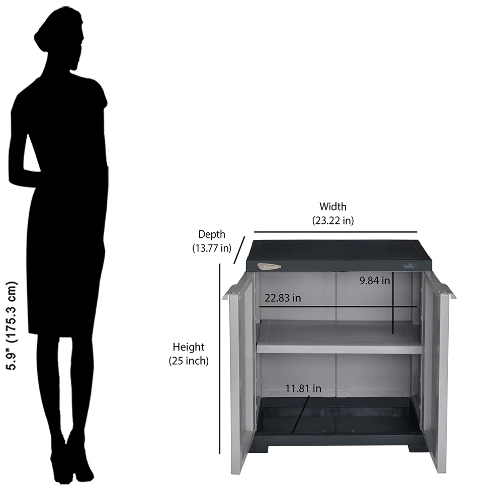 Nilkamal Freedom Mini Small (FMS) Plastic Storage Cabinet/Bookshelf (Haze Grey/Charcoal Grey) - Image 11