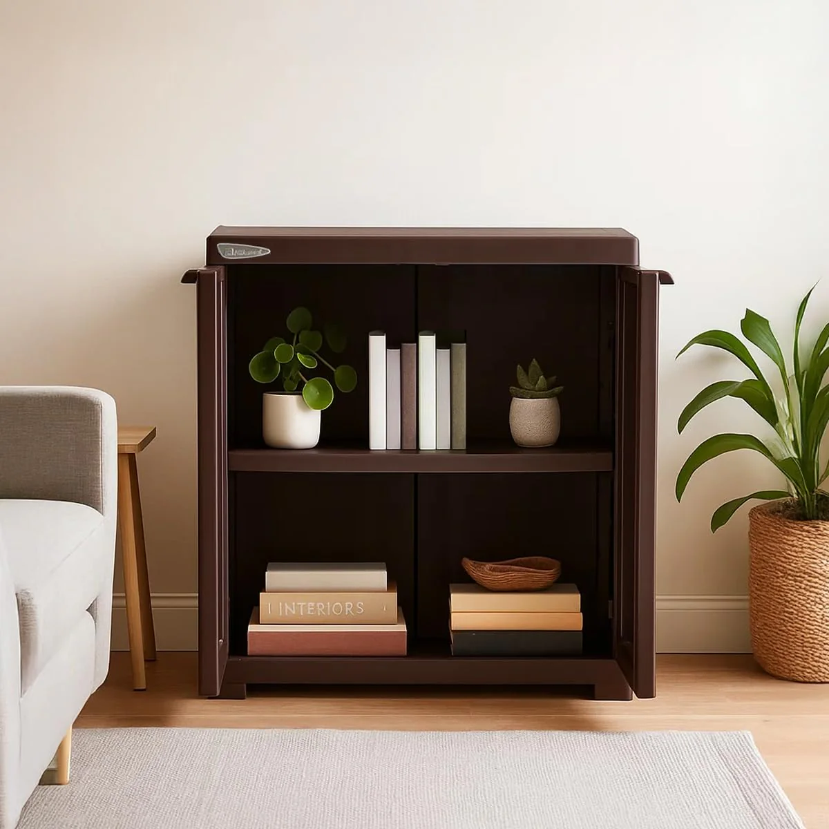 Nilkamal Freedom Mini Small (FMS) Plastic Storage Cabinet/Bookshelf (Weather Brown) - Image 3