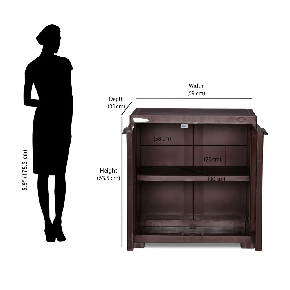 Nilkamal Freedom Mini Small (FMS) Plastic Storage Cabinet/Bookshelf (Weather Brown) - Image 8