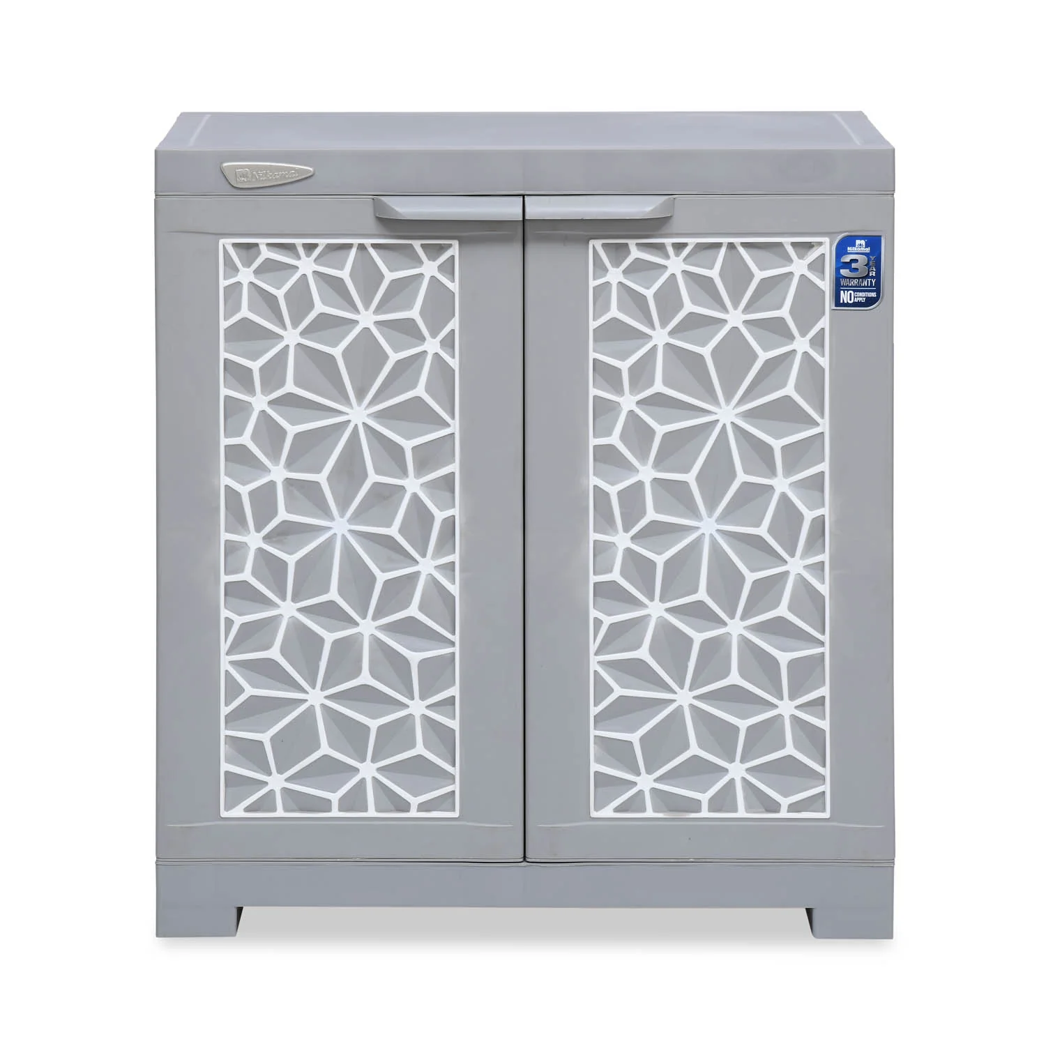 Nilkamal Freedom Star Small (FMSSTAR) Plastic Storage Cabinet (Haze Grey & Milky White) - Image 2