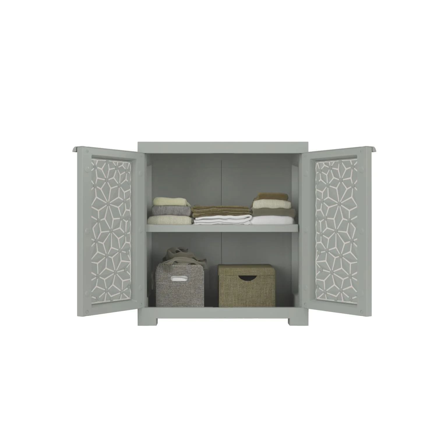 Nilkamal Freedom Star Small (FMSSTAR) Plastic Storage Cabinet (Haze Grey & Milky White) - Image 3