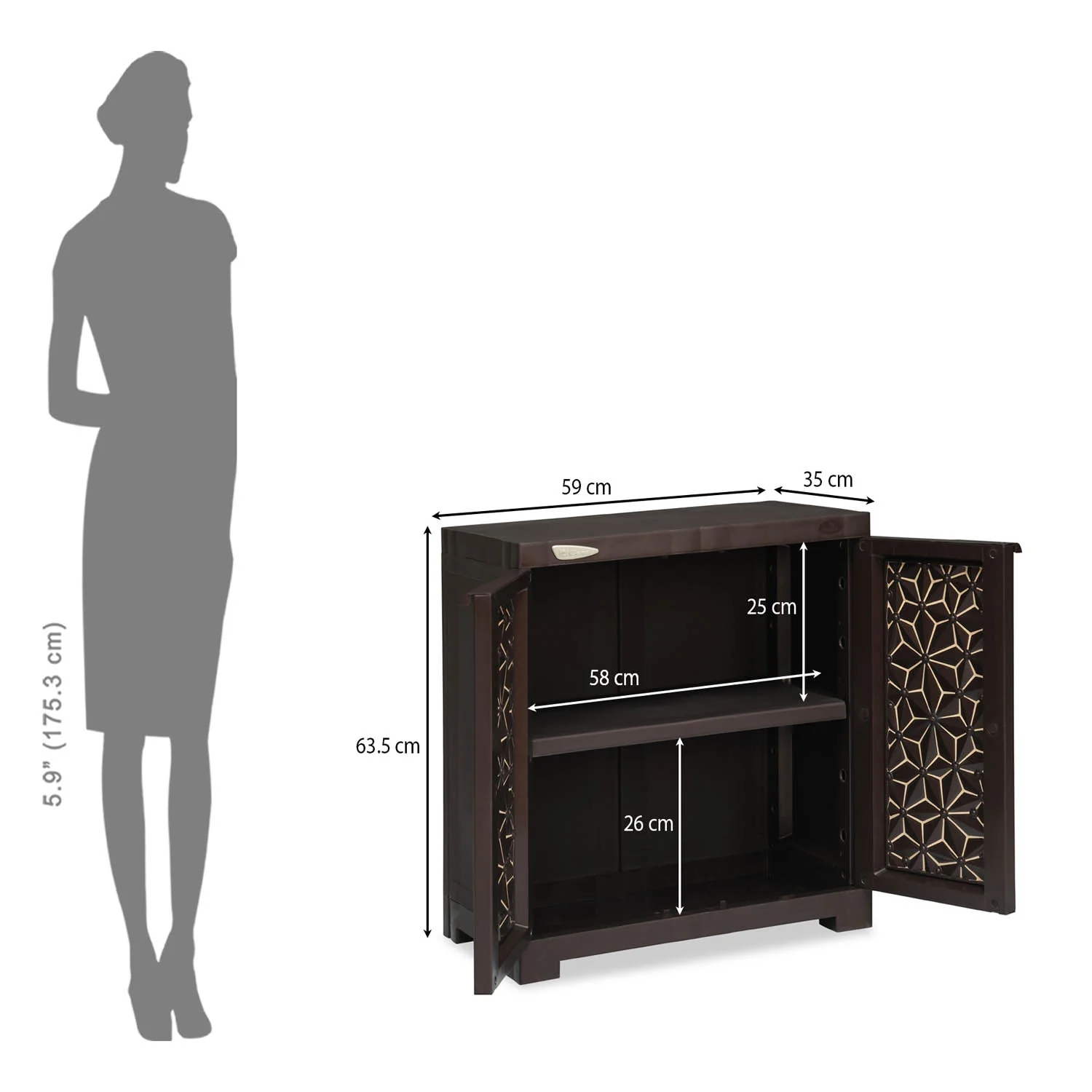 Nilkamal Freedom Star Small (FMSSTAR) Plastic Storage Cabinet (Weather Brown & Biscuit) - Image 10
