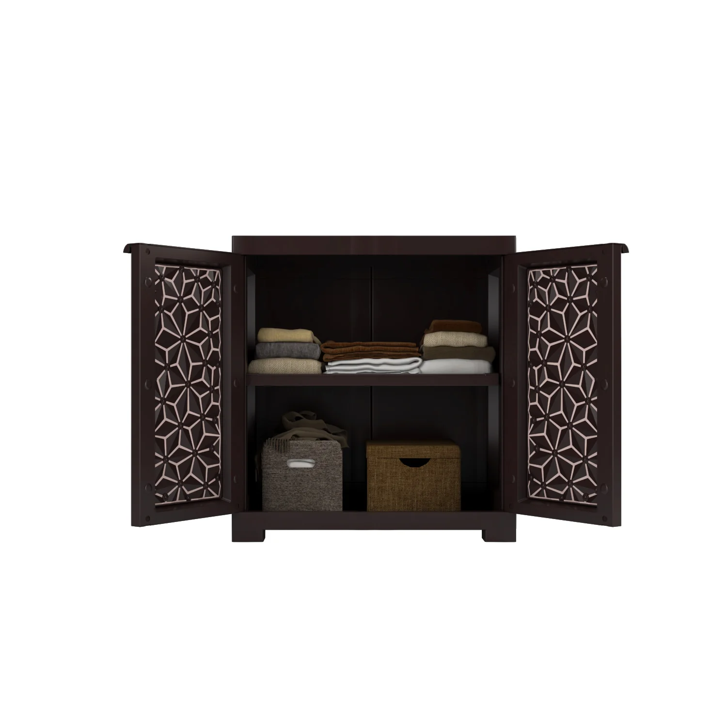 Nilkamal Freedom Star Small (FMSSTAR) Plastic Storage Cabinet (Weather Brown & Biscuit) - Image 3