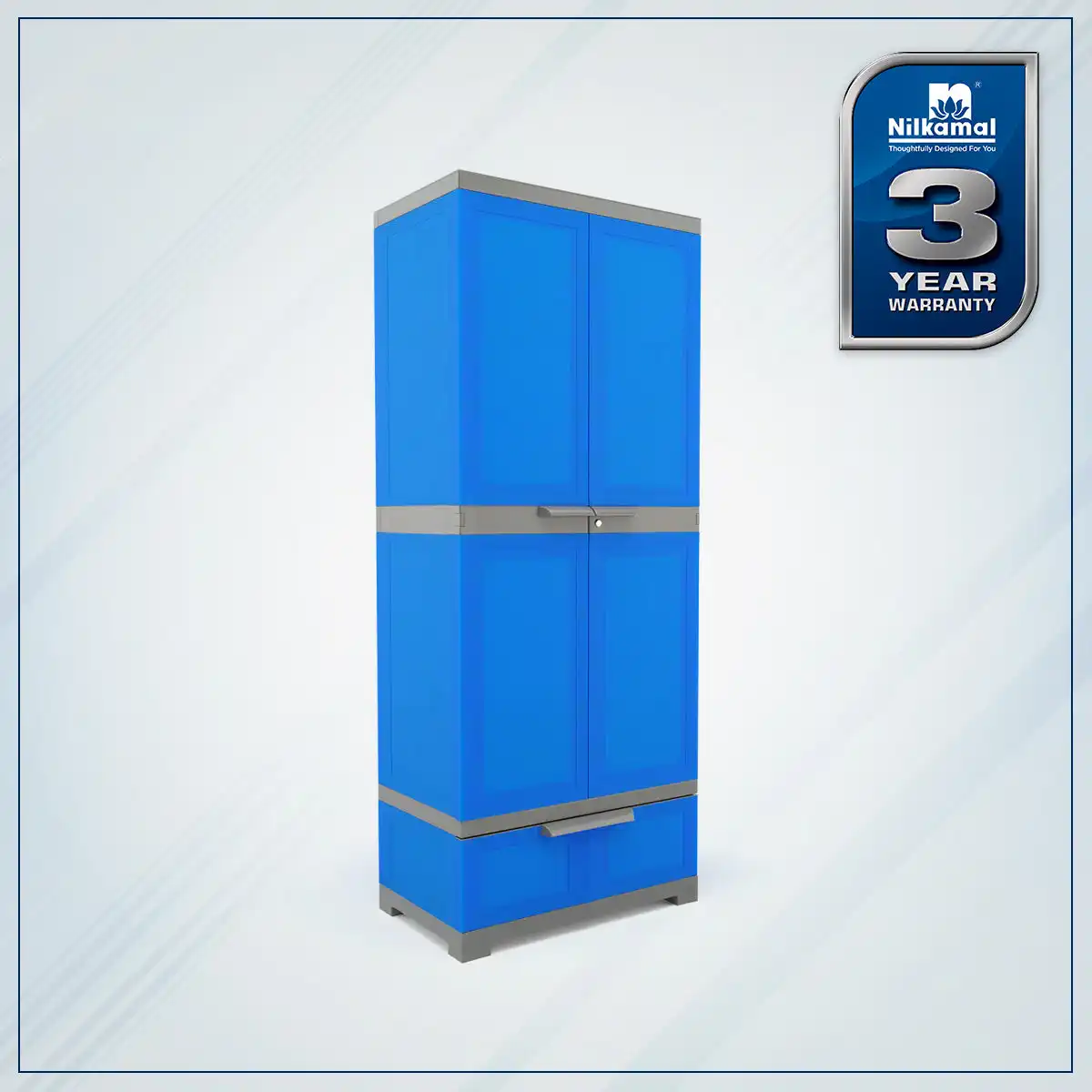 Nilkamal Freedom FMDR 1B Plastic Storage Cabinet with 1 Drawer (Deep Blue / Grey) - Image 2