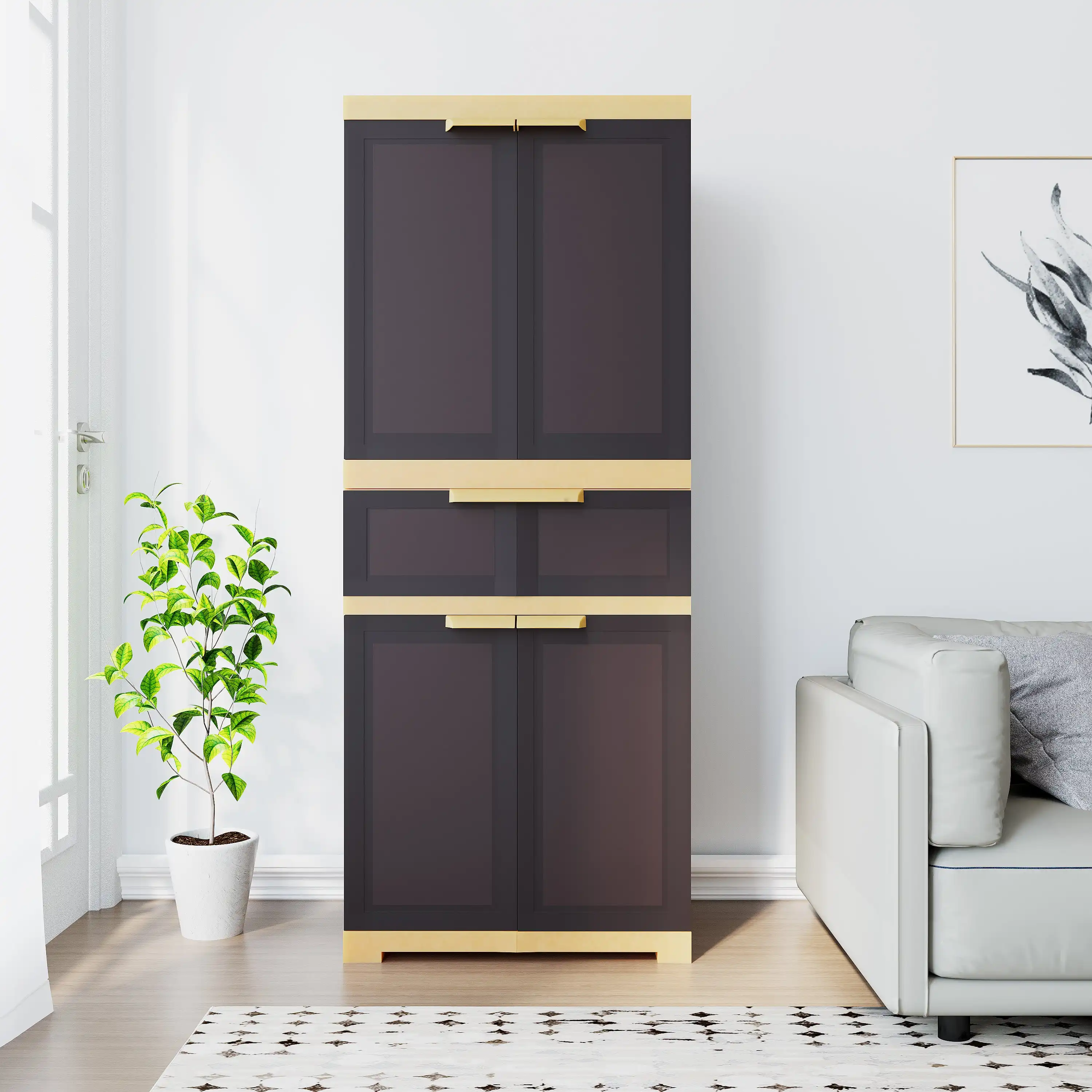 Nilkamal Freedom FMDR 1C Plastic Cabinet with 1 Drawer (Brown & Biscuit)