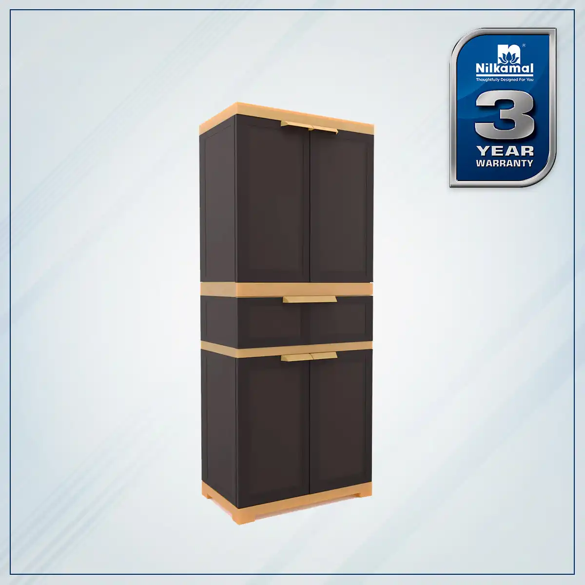 Nilkamal Freedom FMDR 1C Plastic Cabinet with 1 Drawer (Brown & Biscuit) - Image 2