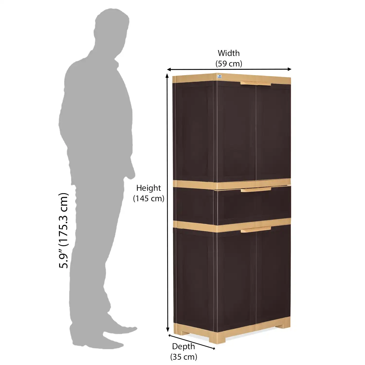 Nilkamal Freedom FMDR 1C Plastic Cabinet with 1 Drawer (Brown & Biscuit) - Image 7