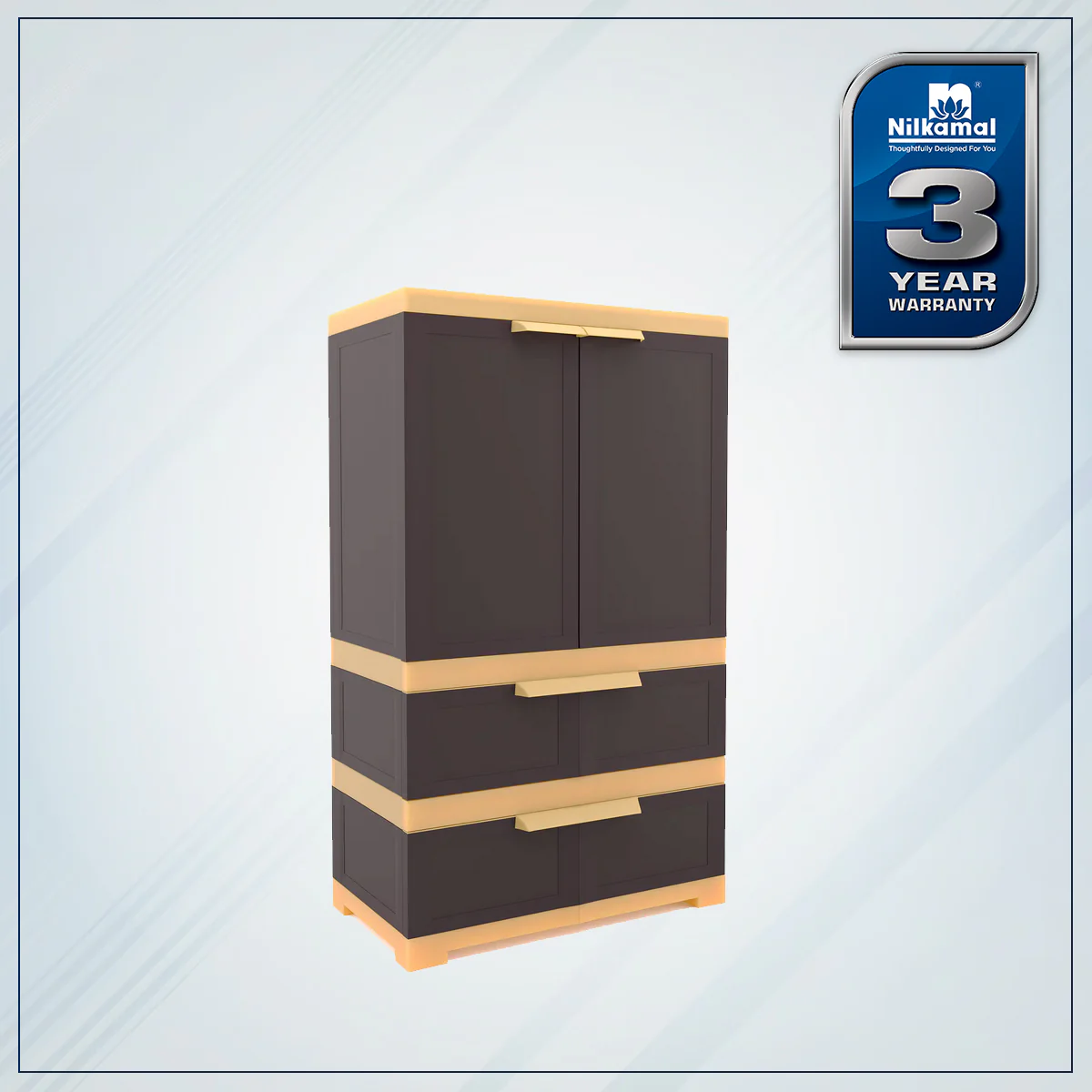 Nilkamal Freedom FMDR 2B Plastic Storage Cabinet with 2 Drawer (Weathered Brown / Biscuit) - Image 2