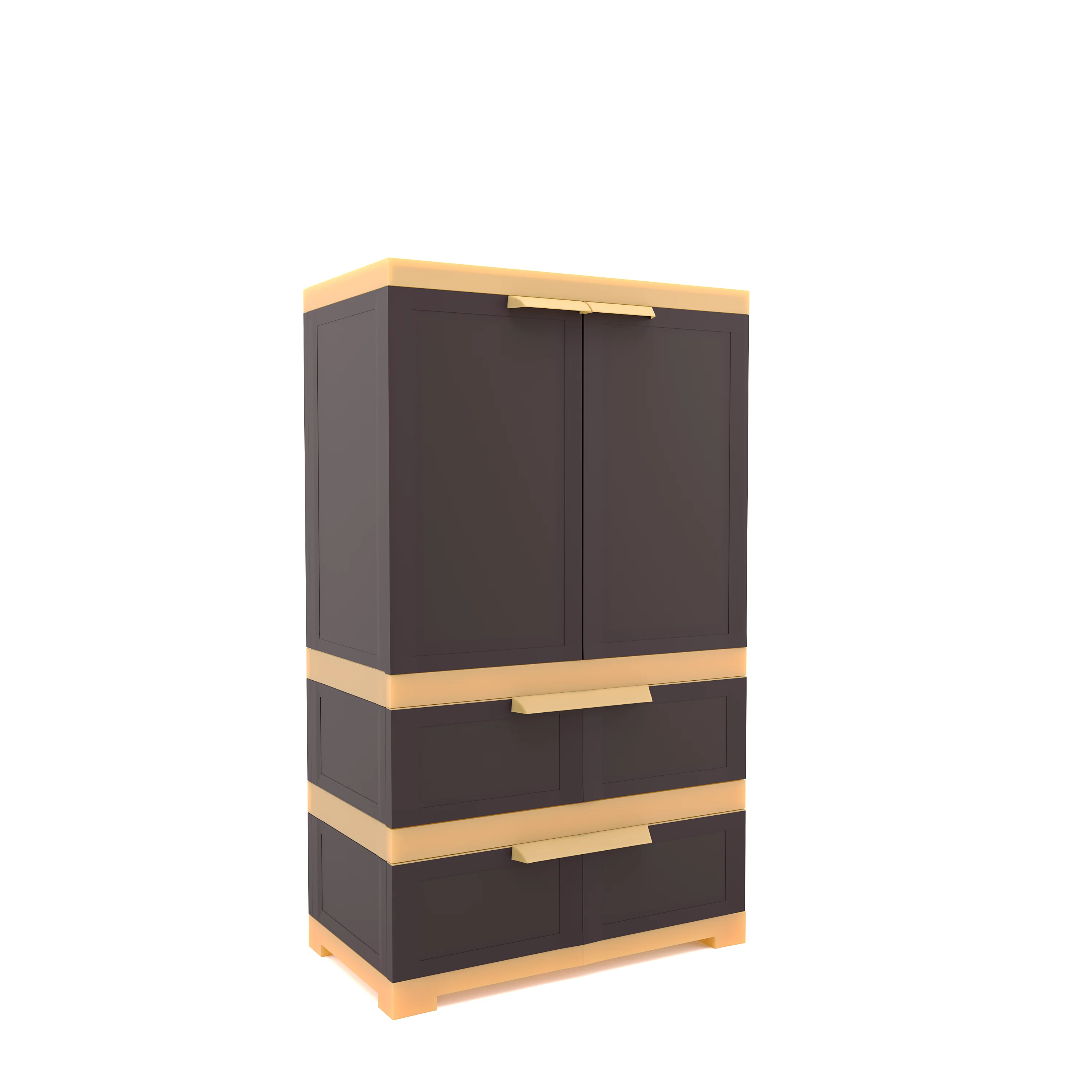 Nilkamal Freedom FMDR 2B Plastic Storage Cabinet with 2 Drawer (Weathered Brown / Biscuit) - Image 4