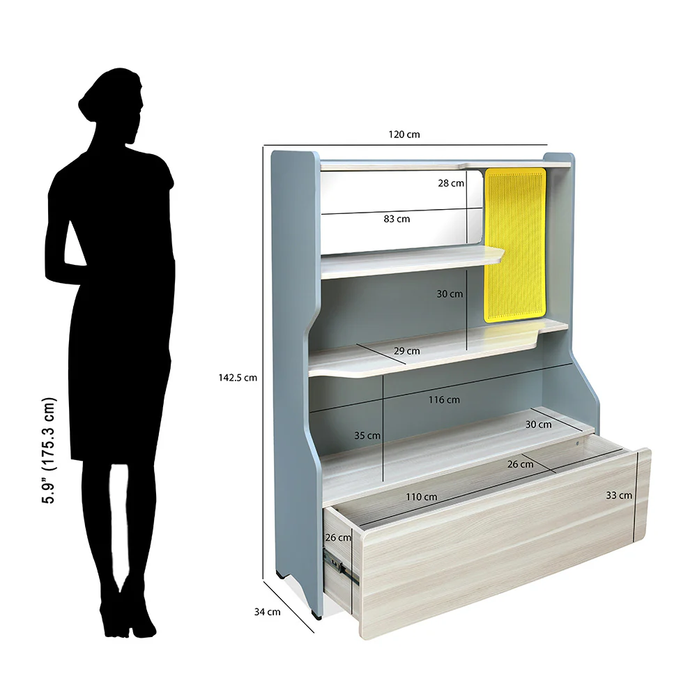 Nilkamal Furlenco Engineered Wood Display Unit in Cornsilk and Gothic Grey Finish - Image 8