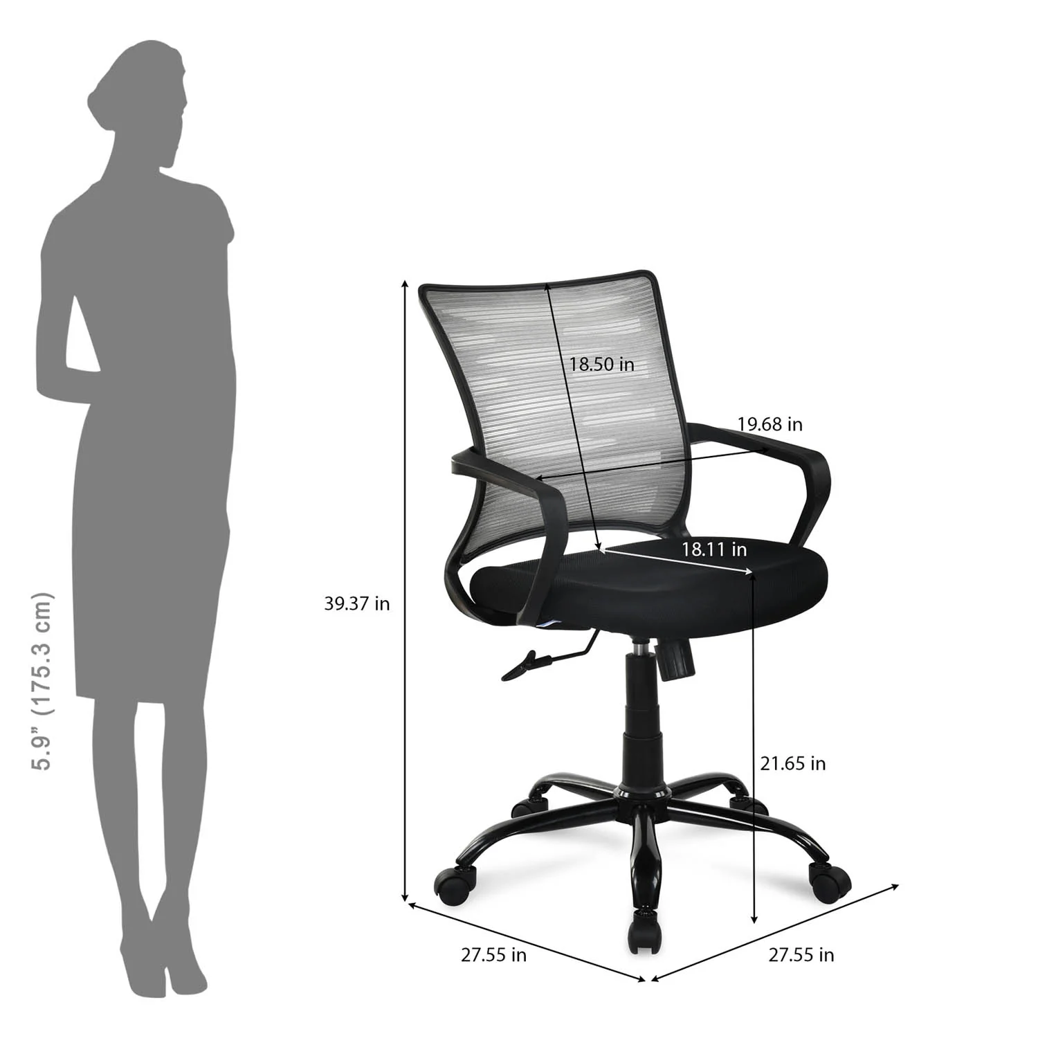 Nilkamal Giza Plus Mid Back Office Chair - Image 15