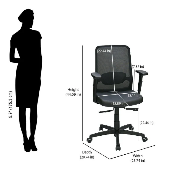 Nilkamal Glory Mid Back Chair (Black) - Image 10
