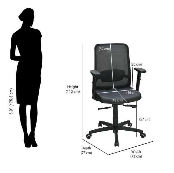 Nilkamal Glory Mid Back Chair (Black) - Image 9
